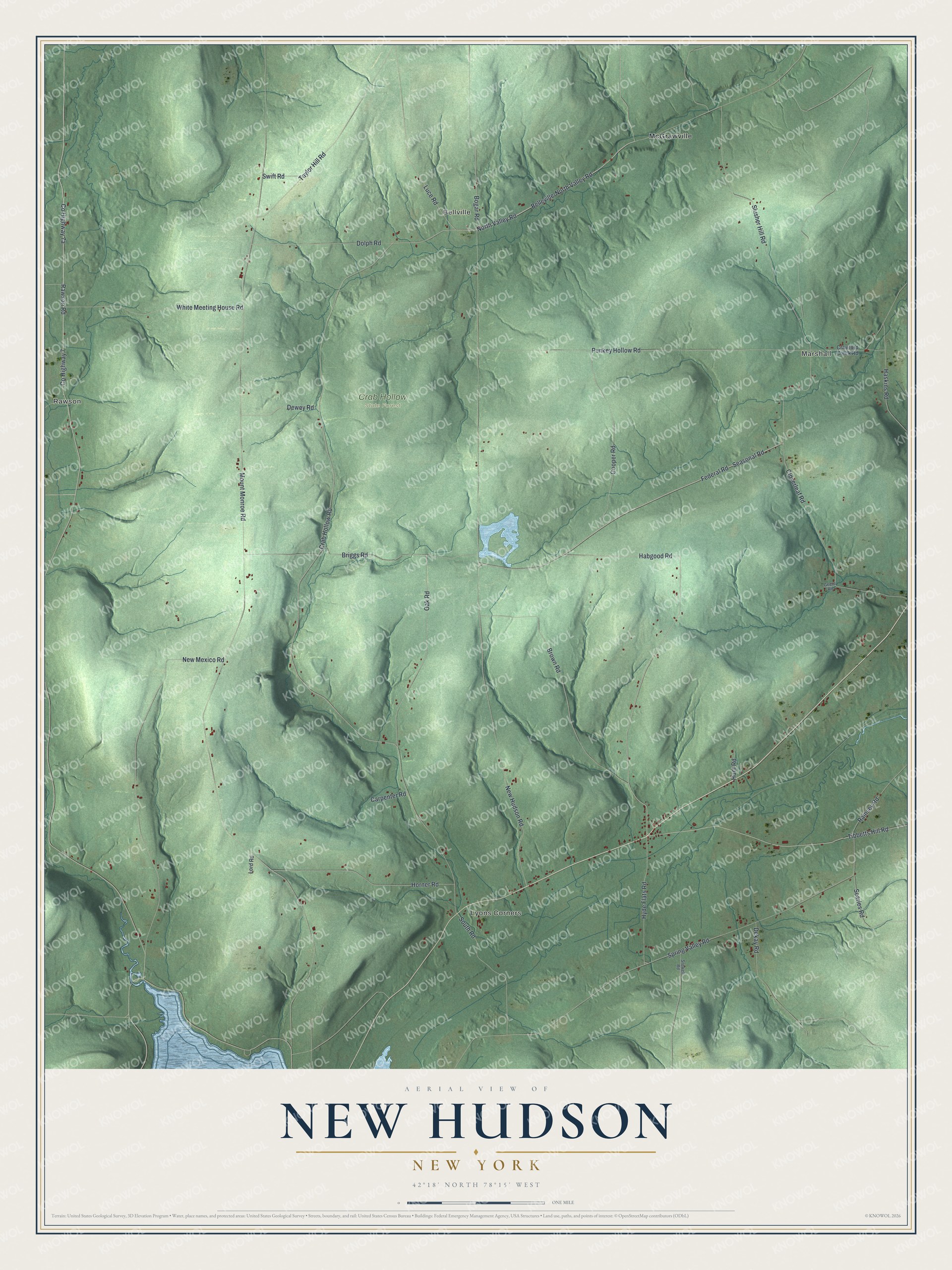 Watermarked full-map preview of New Hudson, New York