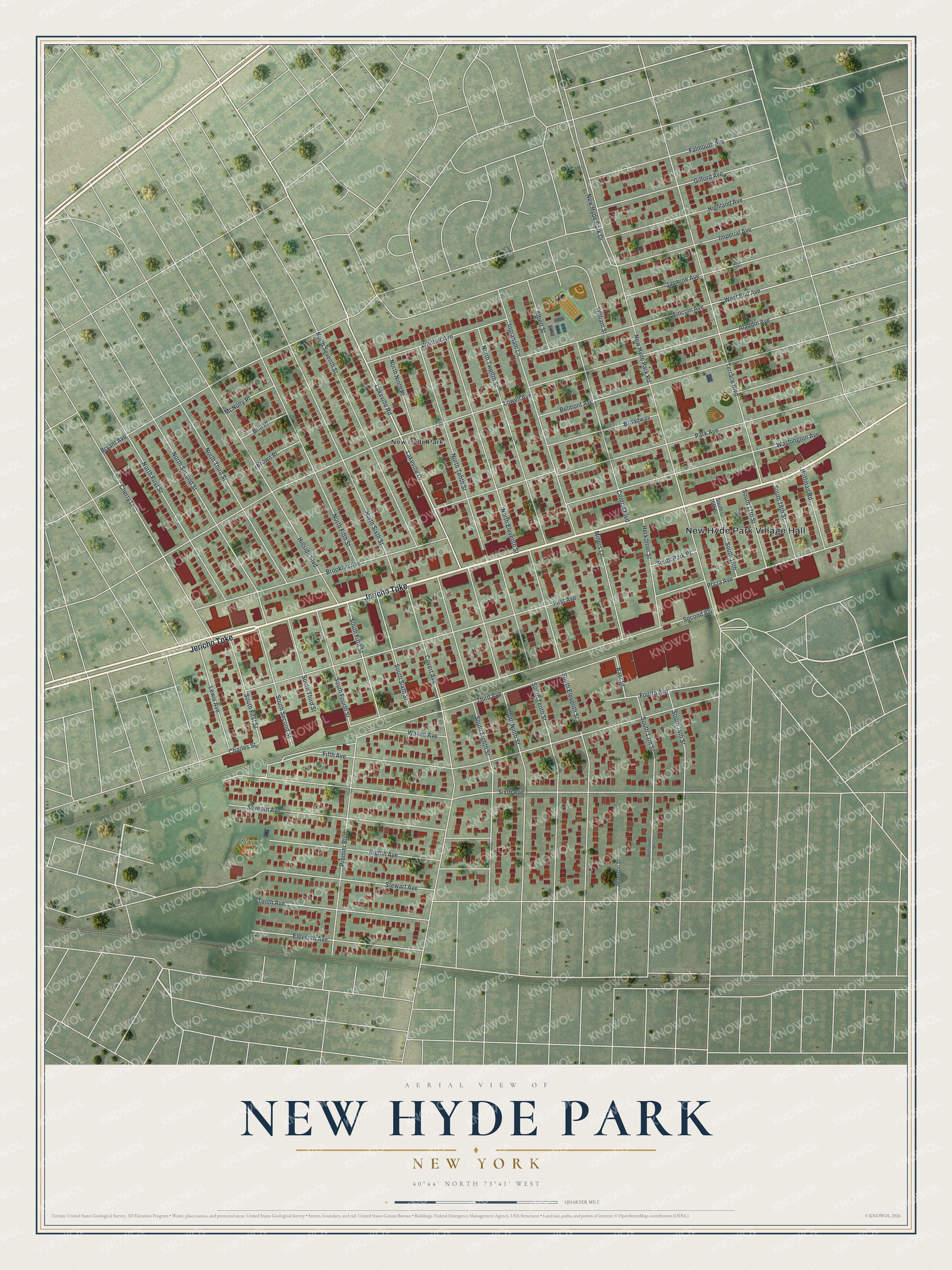 Watermarked full-map preview of New Hyde Park, New York