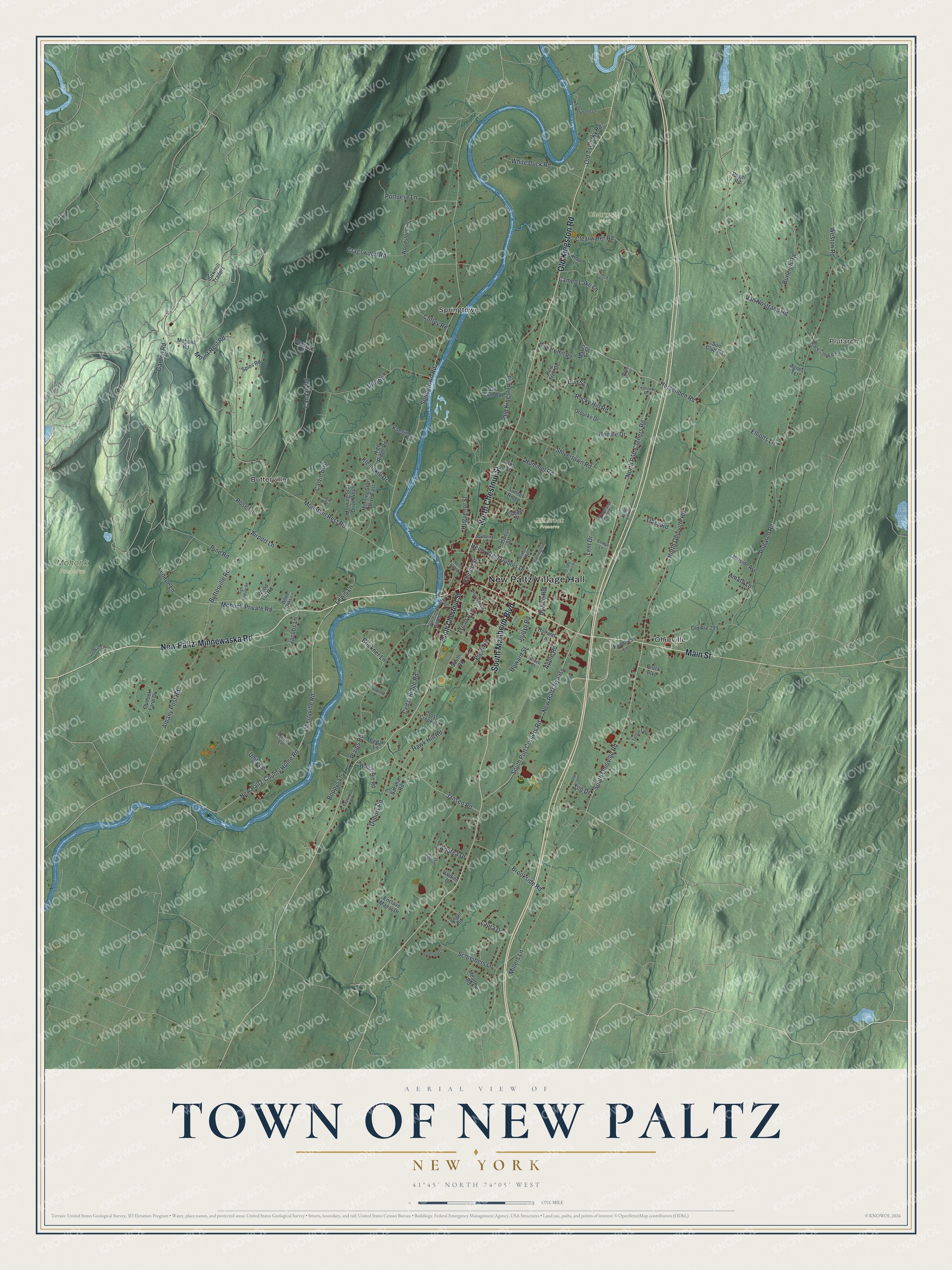 Watermarked full-map preview of New Paltz, New York