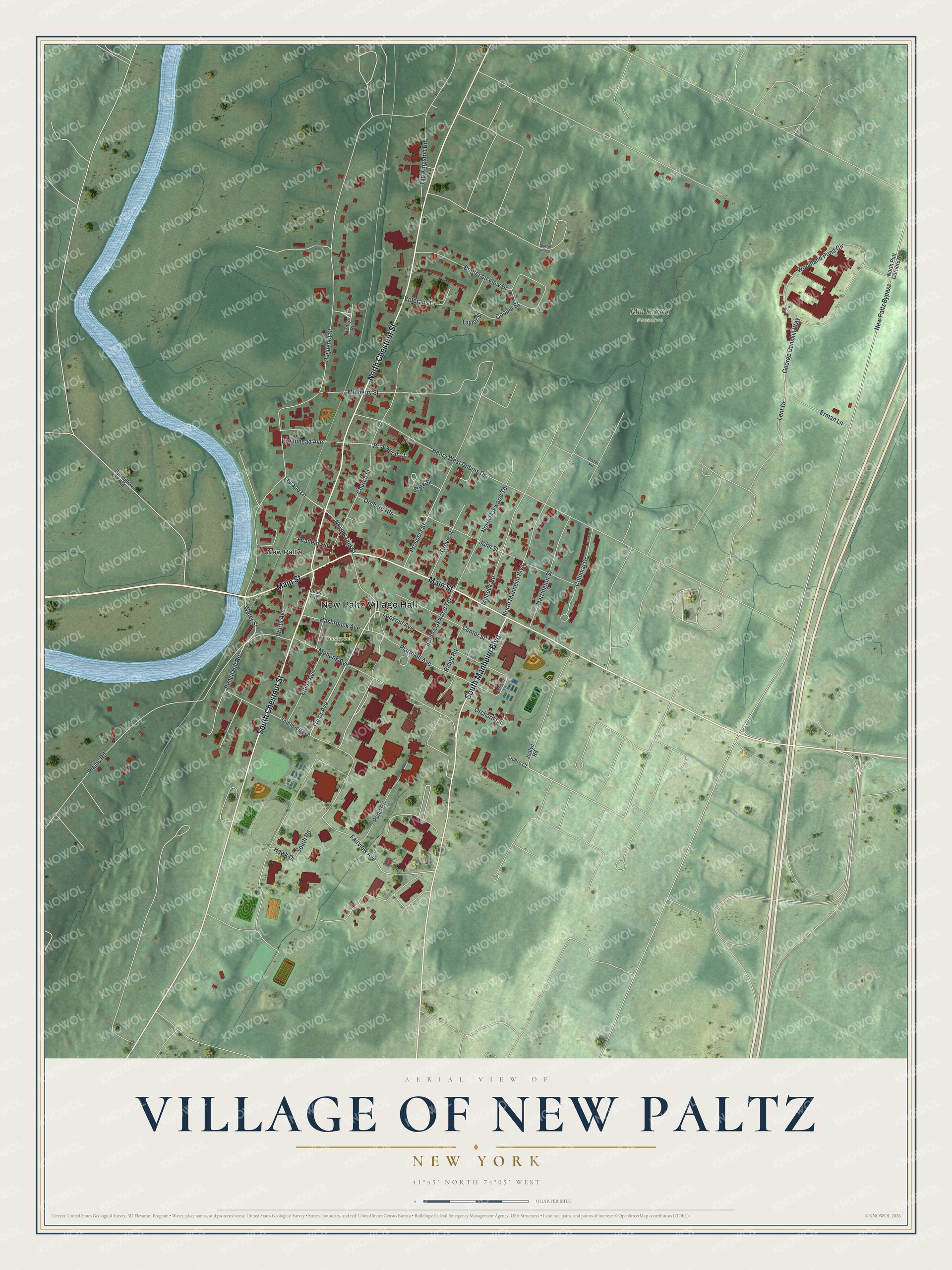 Watermarked full-map preview of New Paltz, New York