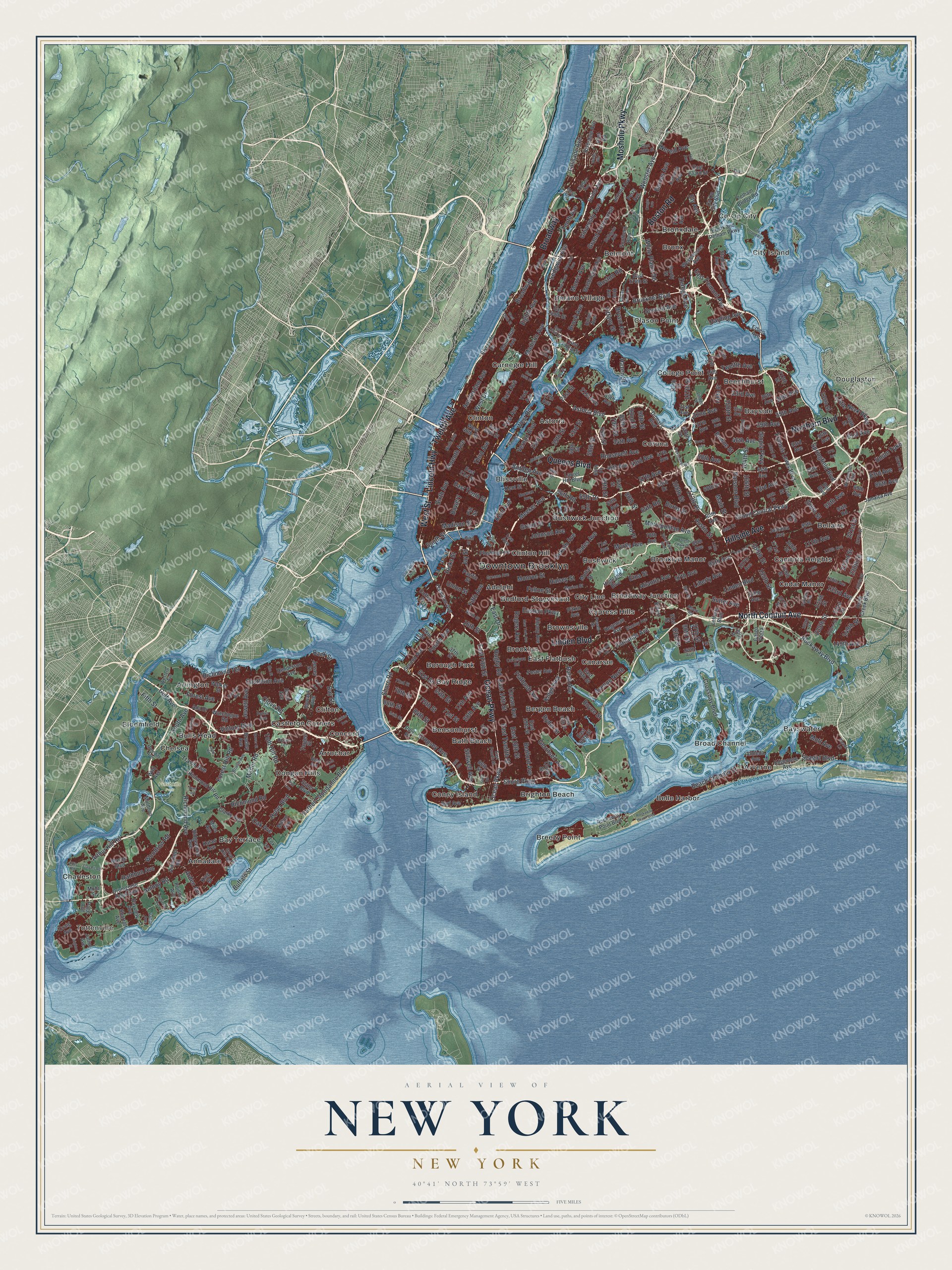 Watermarked full-map preview of New York, New York