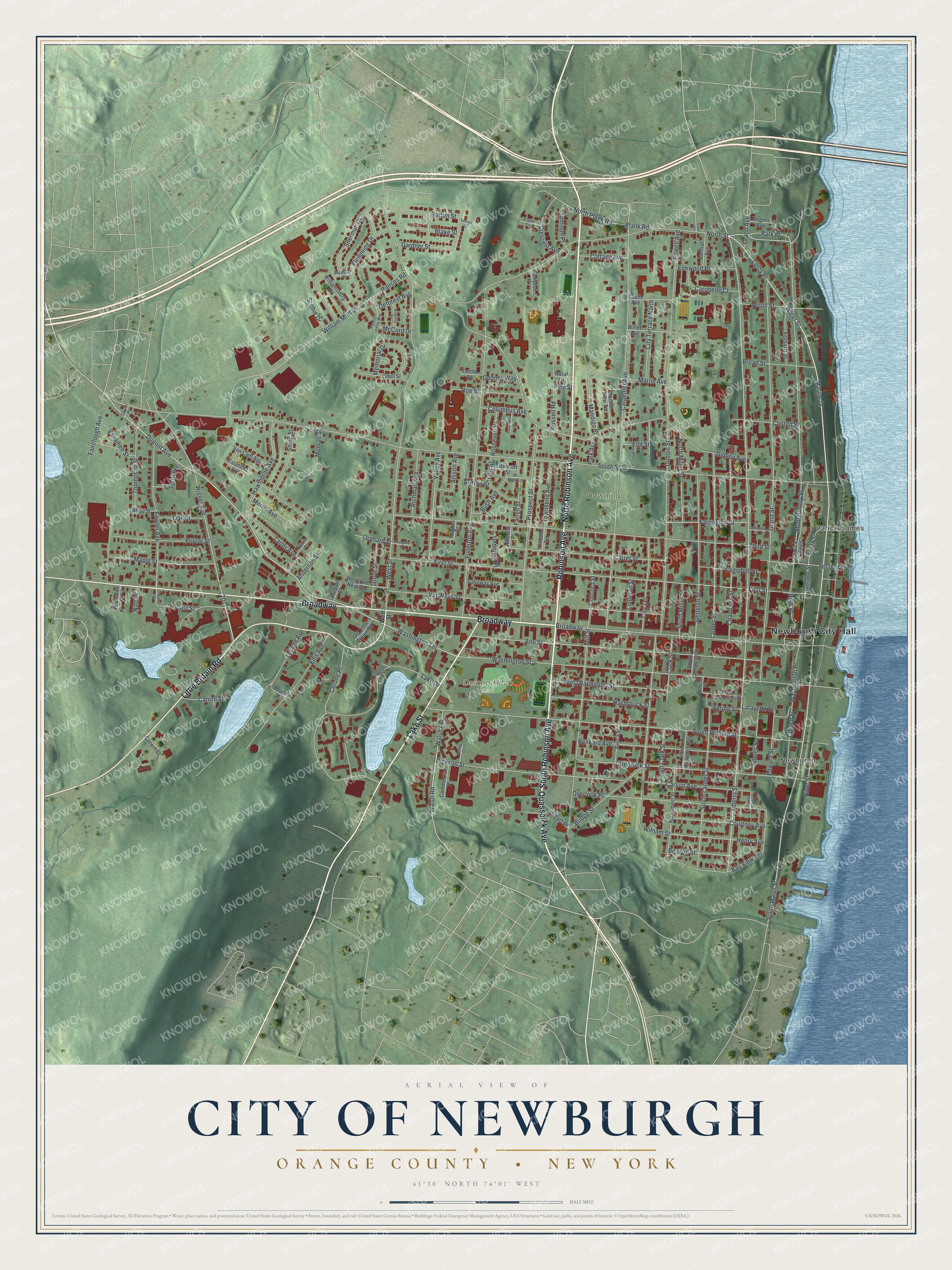 Watermarked full-map preview of Newburgh, New York