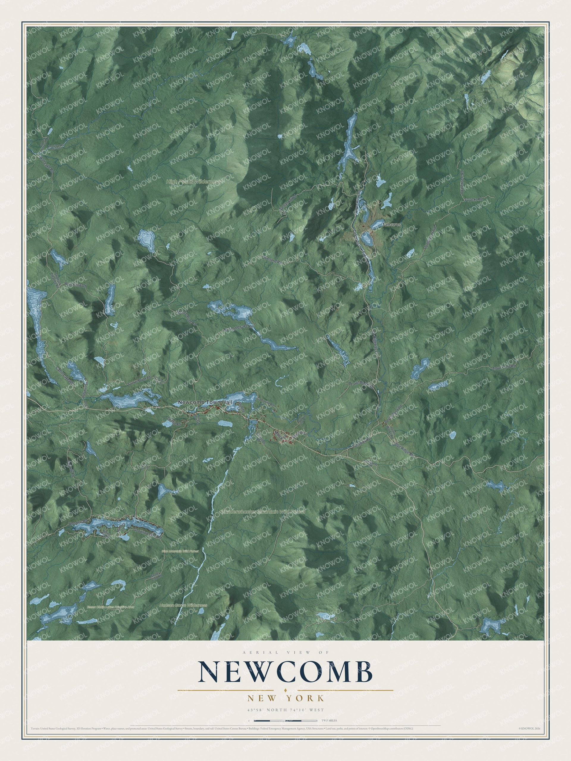 Watermarked full-map preview of Newcomb, New York