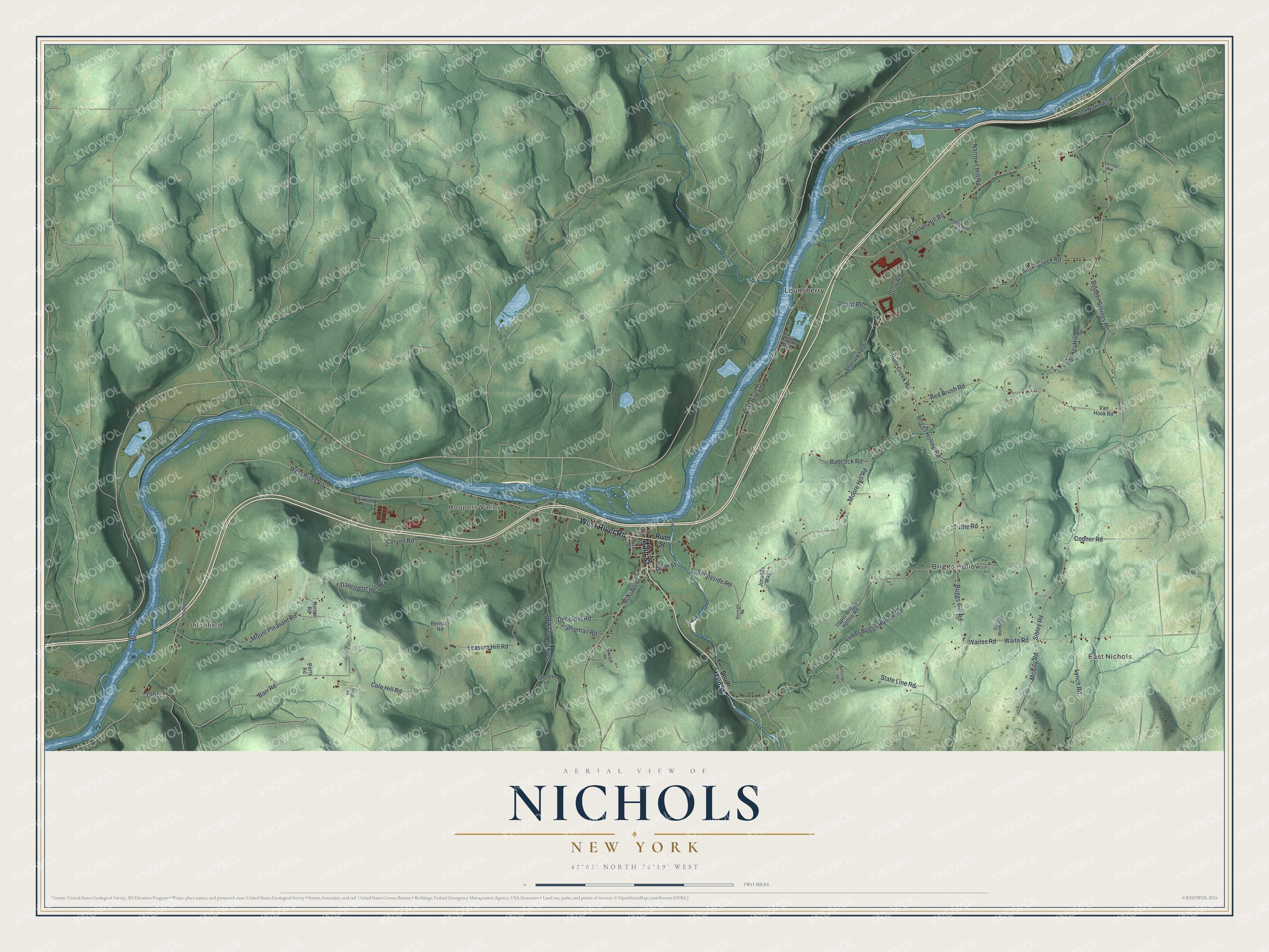 Watermarked full-map preview of Nichols, New York