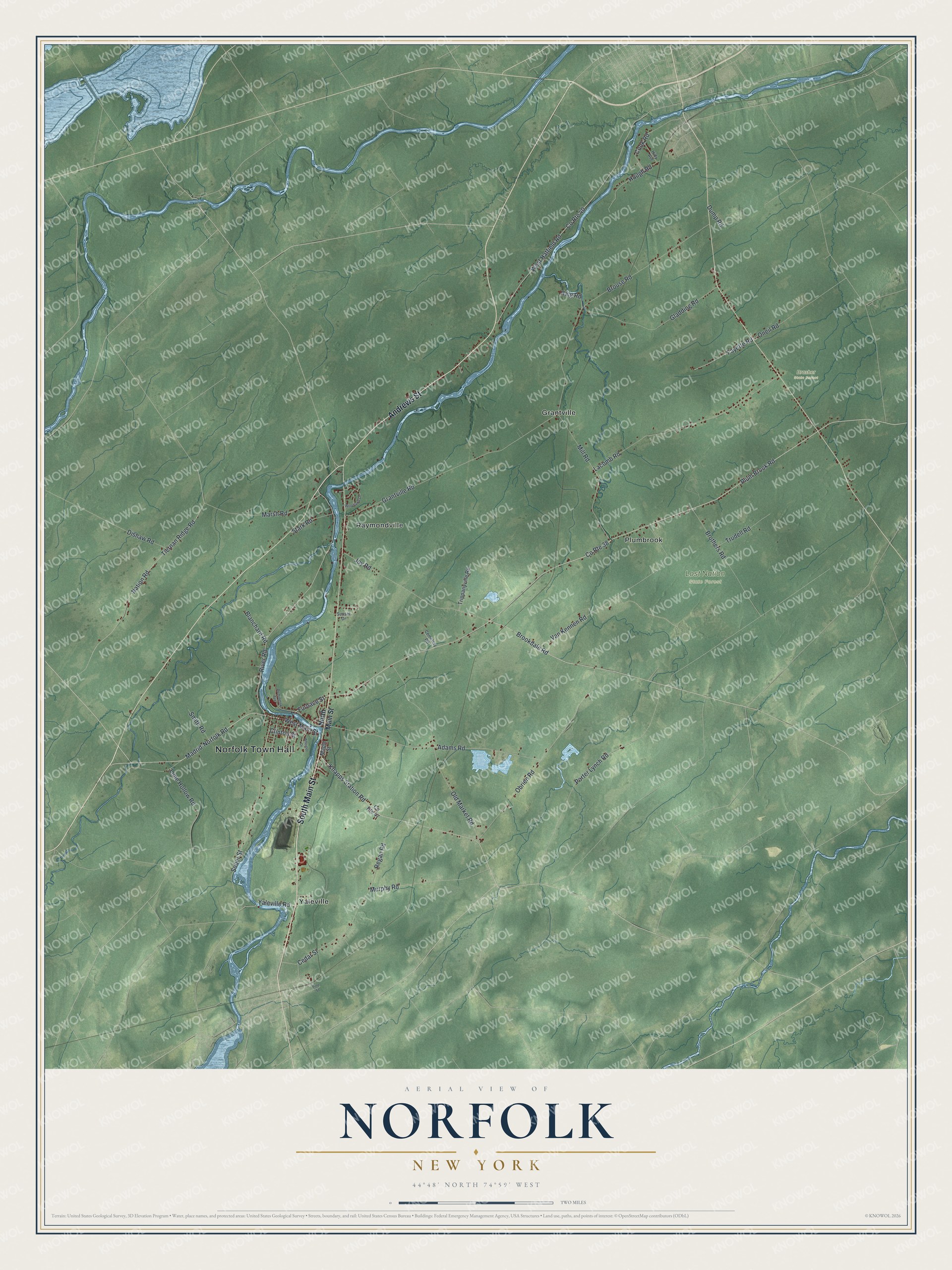 Watermarked full-map preview of Norfolk, New York