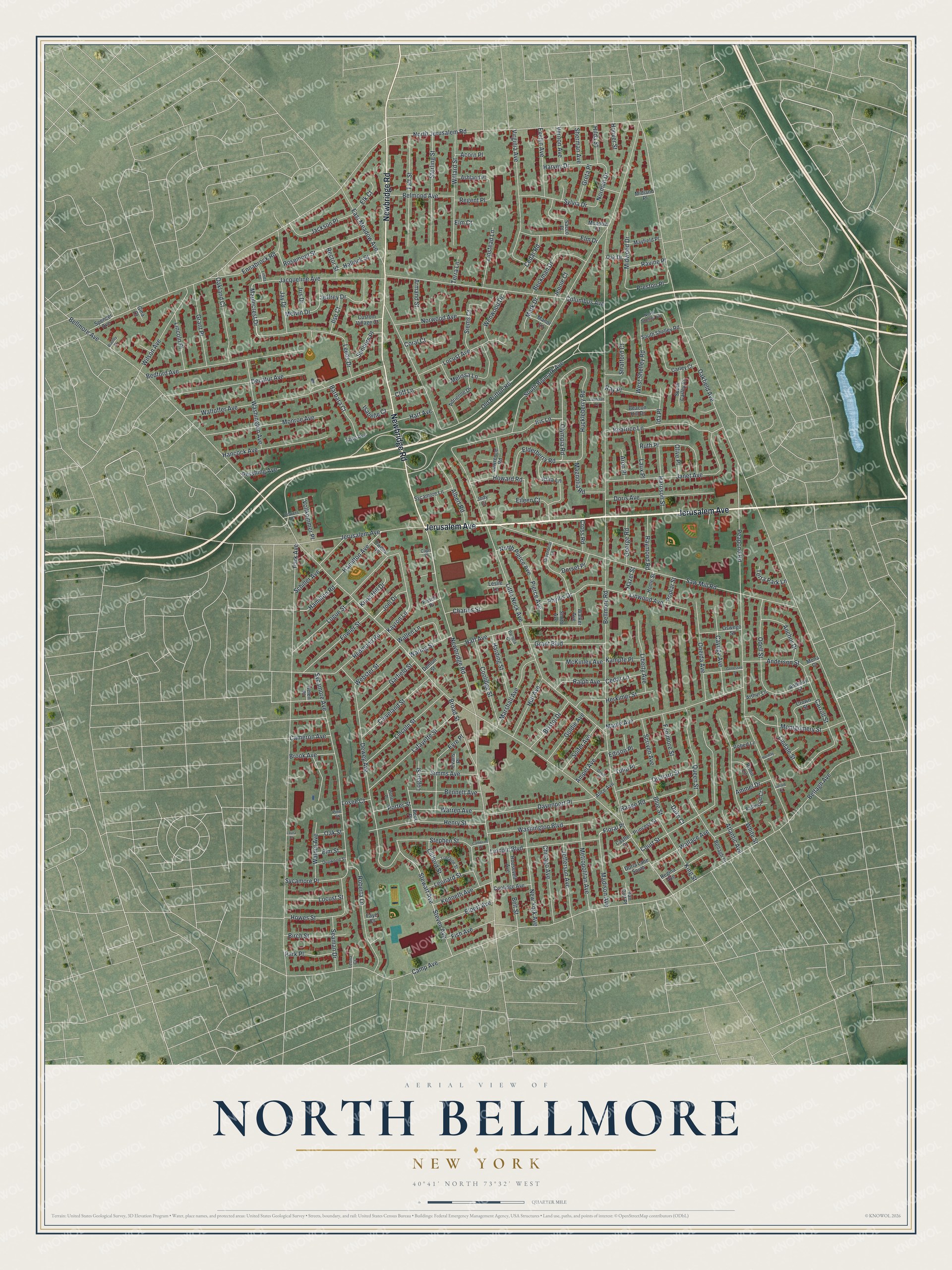 Watermarked full-map preview of North Bellmore, New York