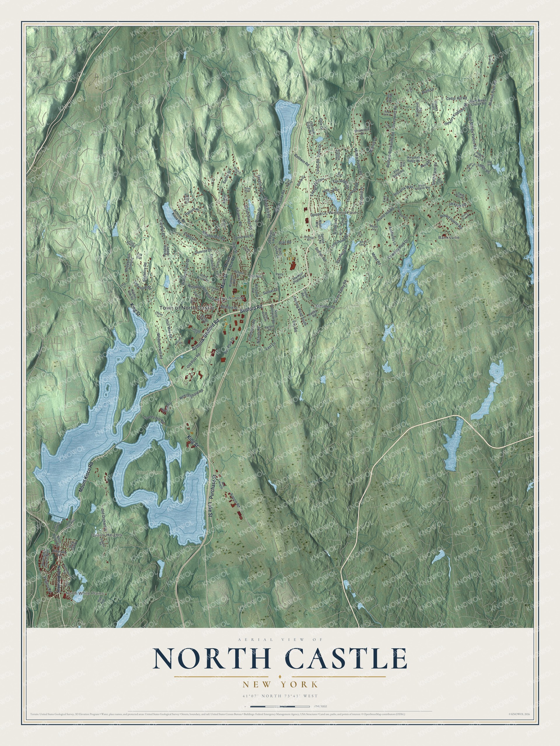 Watermarked full-map preview of North Castle, New York