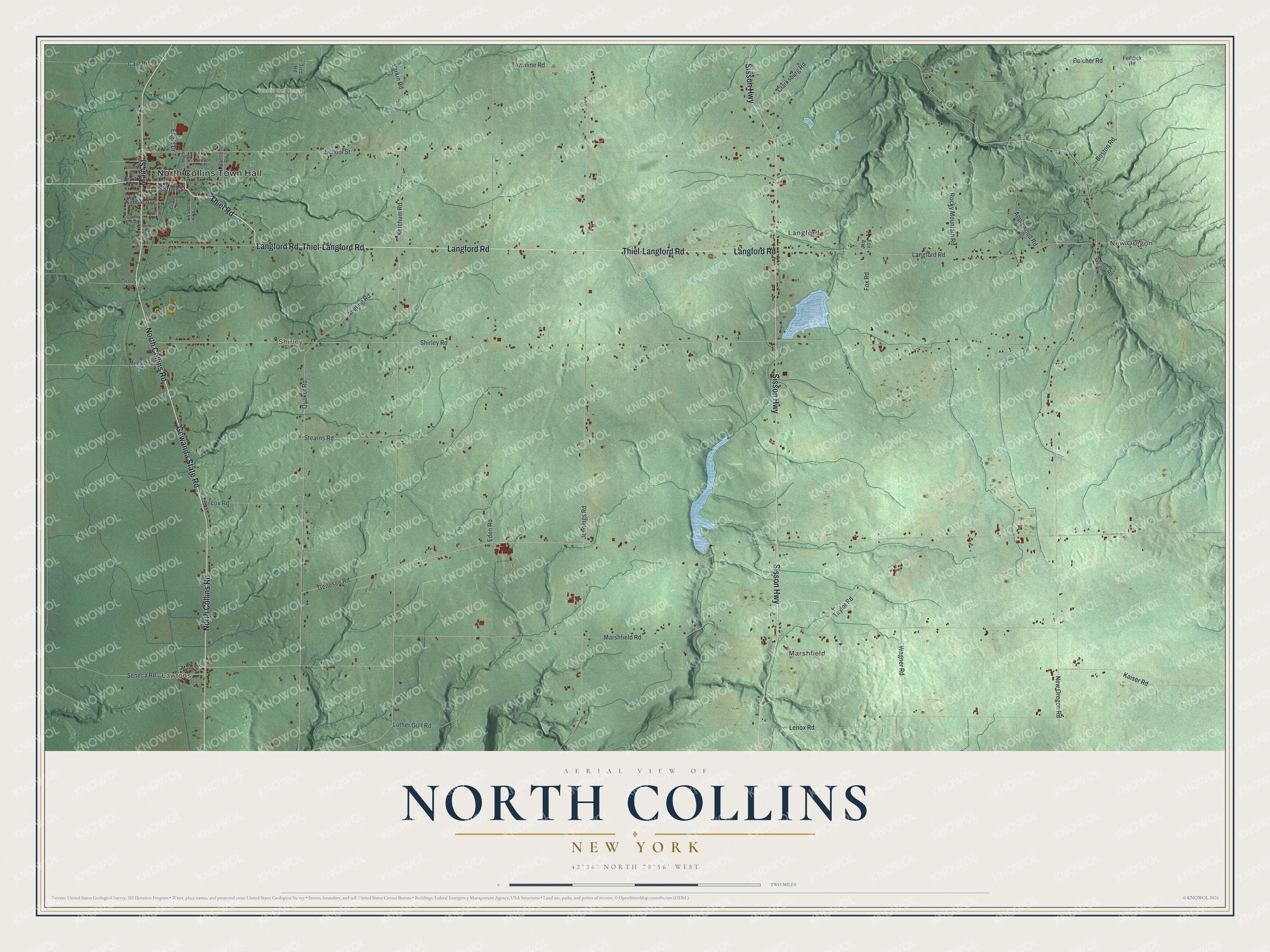 Watermarked full-map preview of North Collins, New York