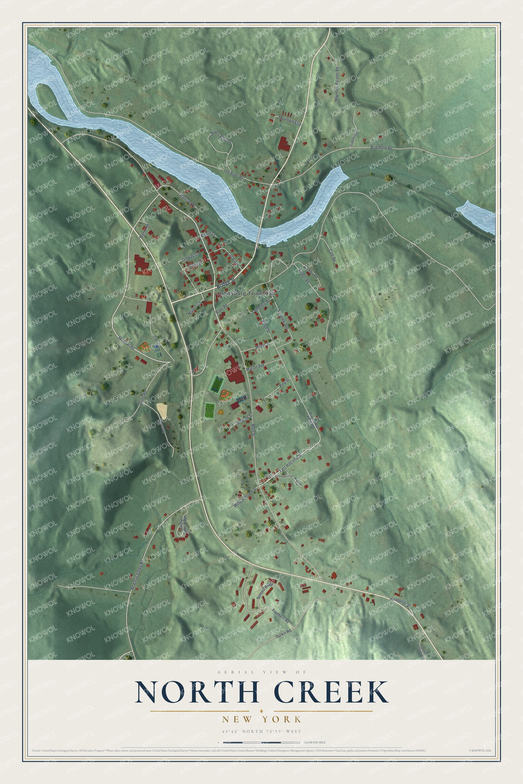 Watermarked full-map preview of North Creek, New York