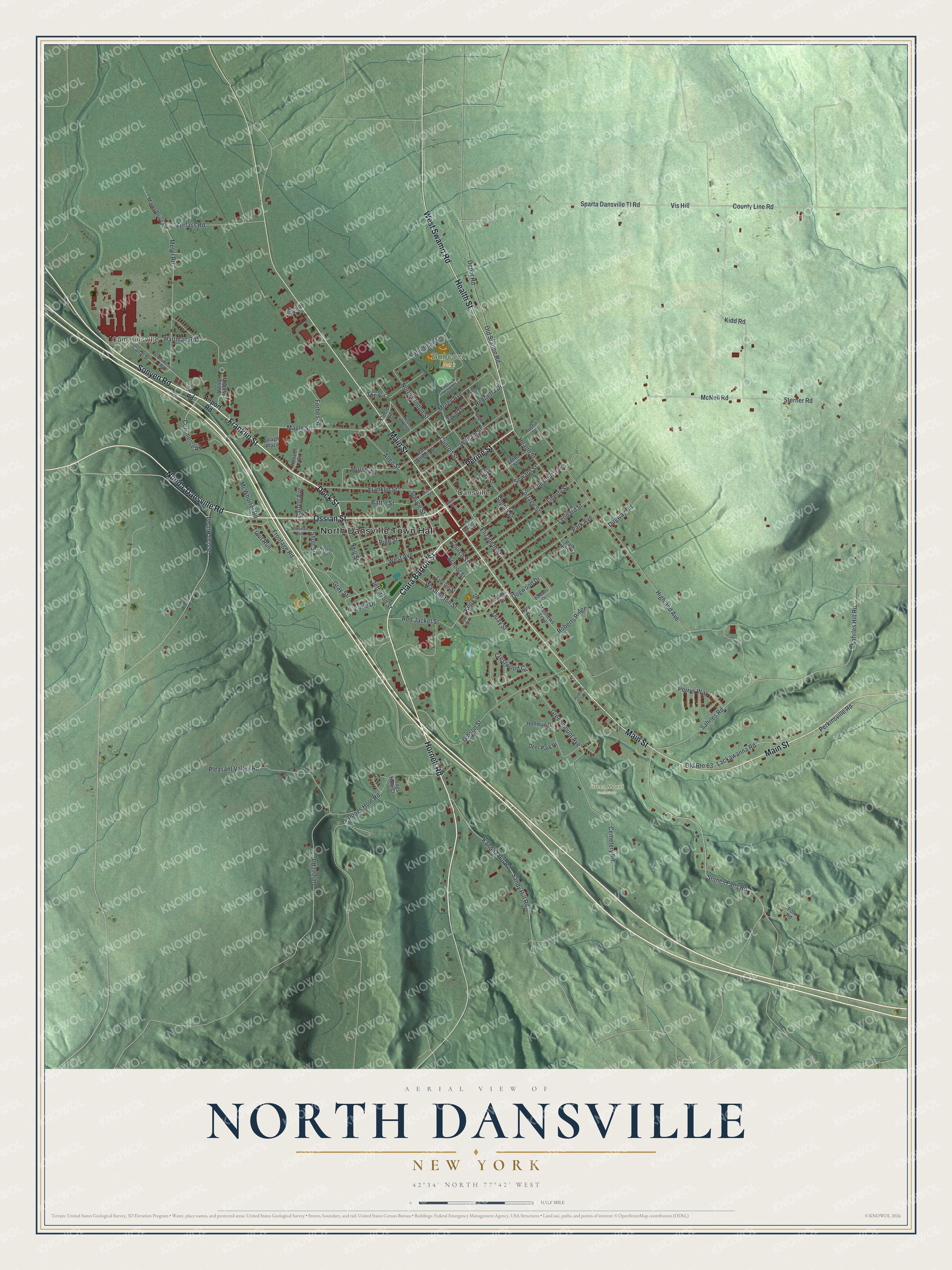 Watermarked full-map preview of North Dansville, New York