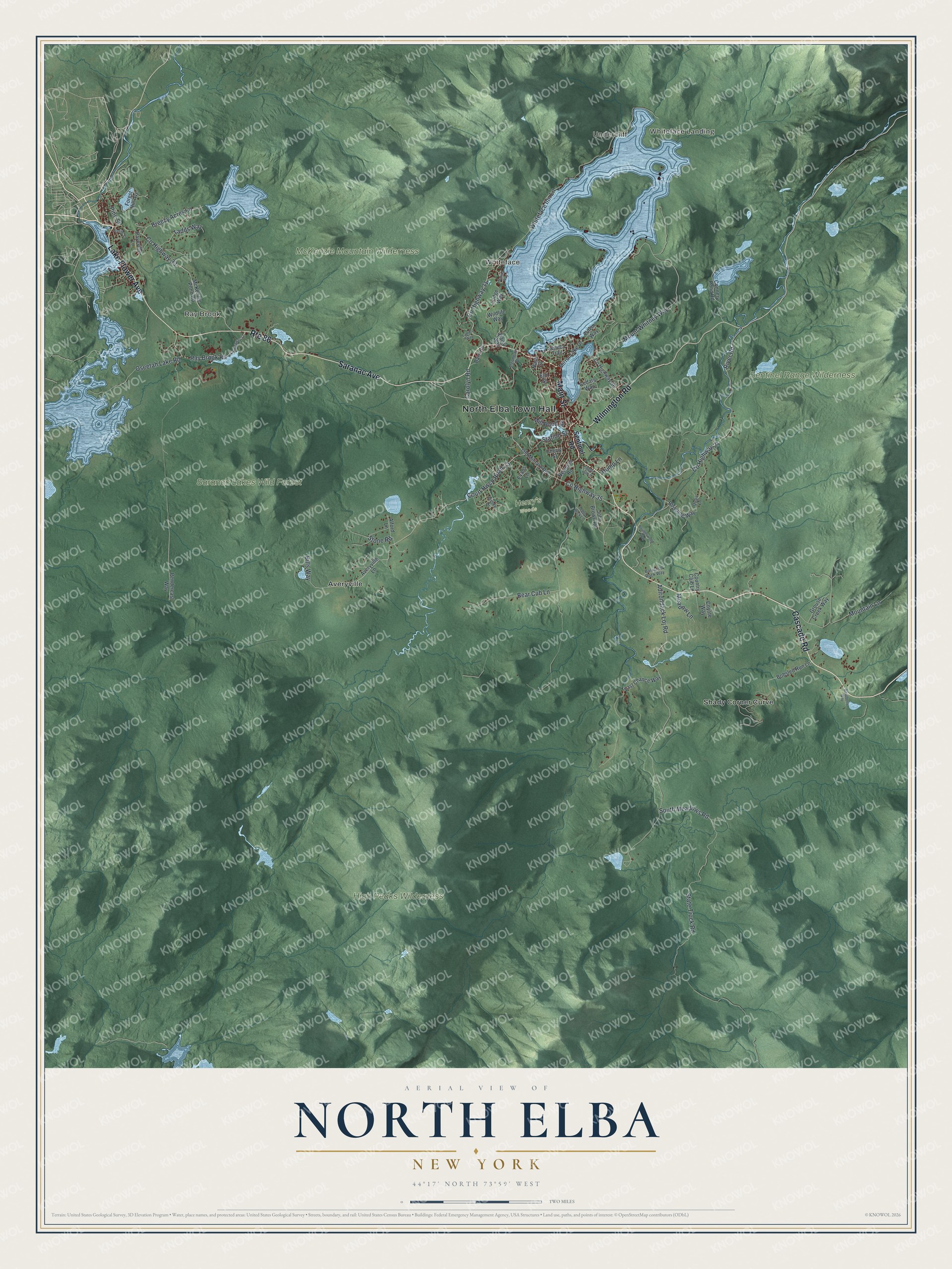 Watermarked full-map preview of North Elba, New York