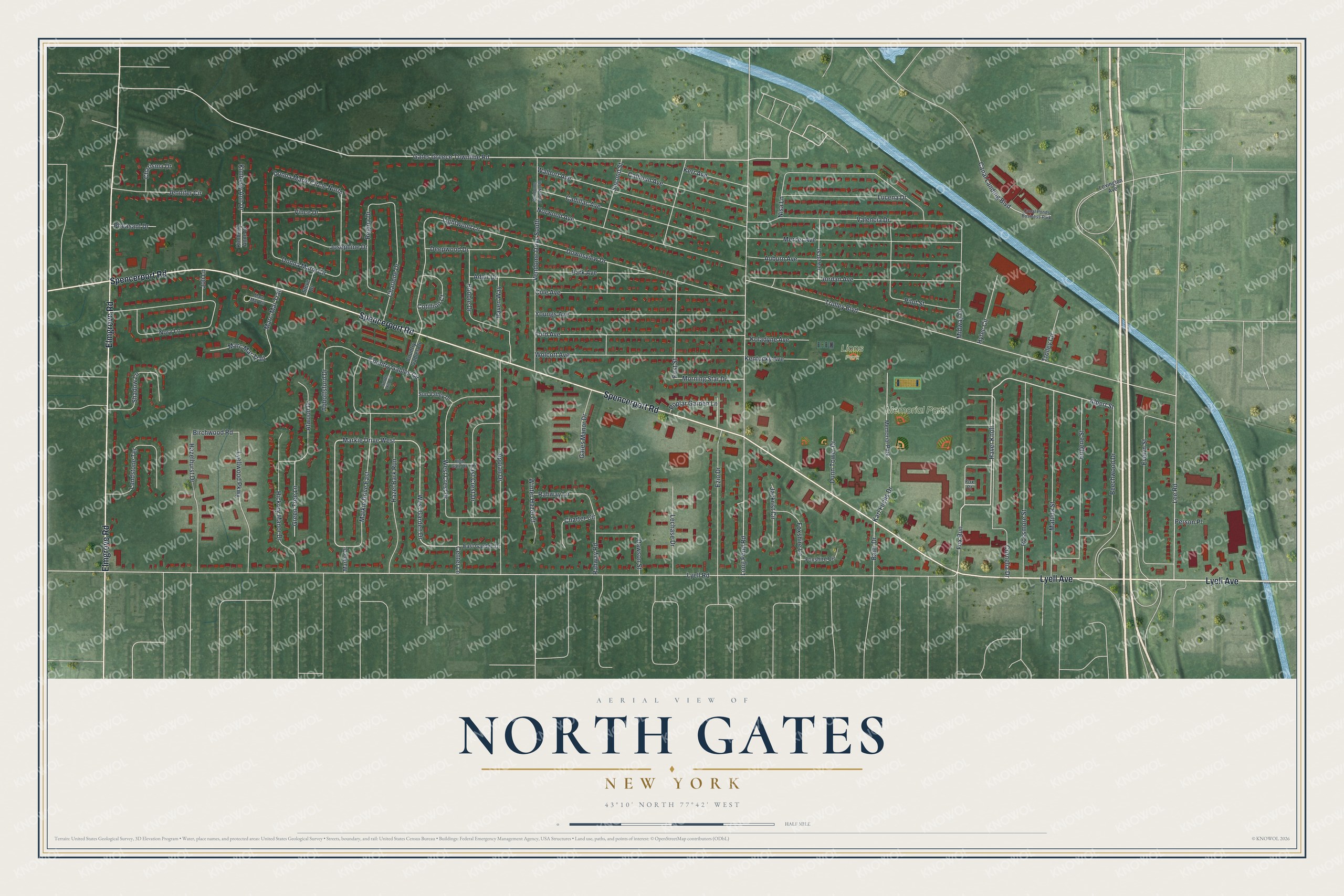 Watermarked full-map preview of North Gates, New York