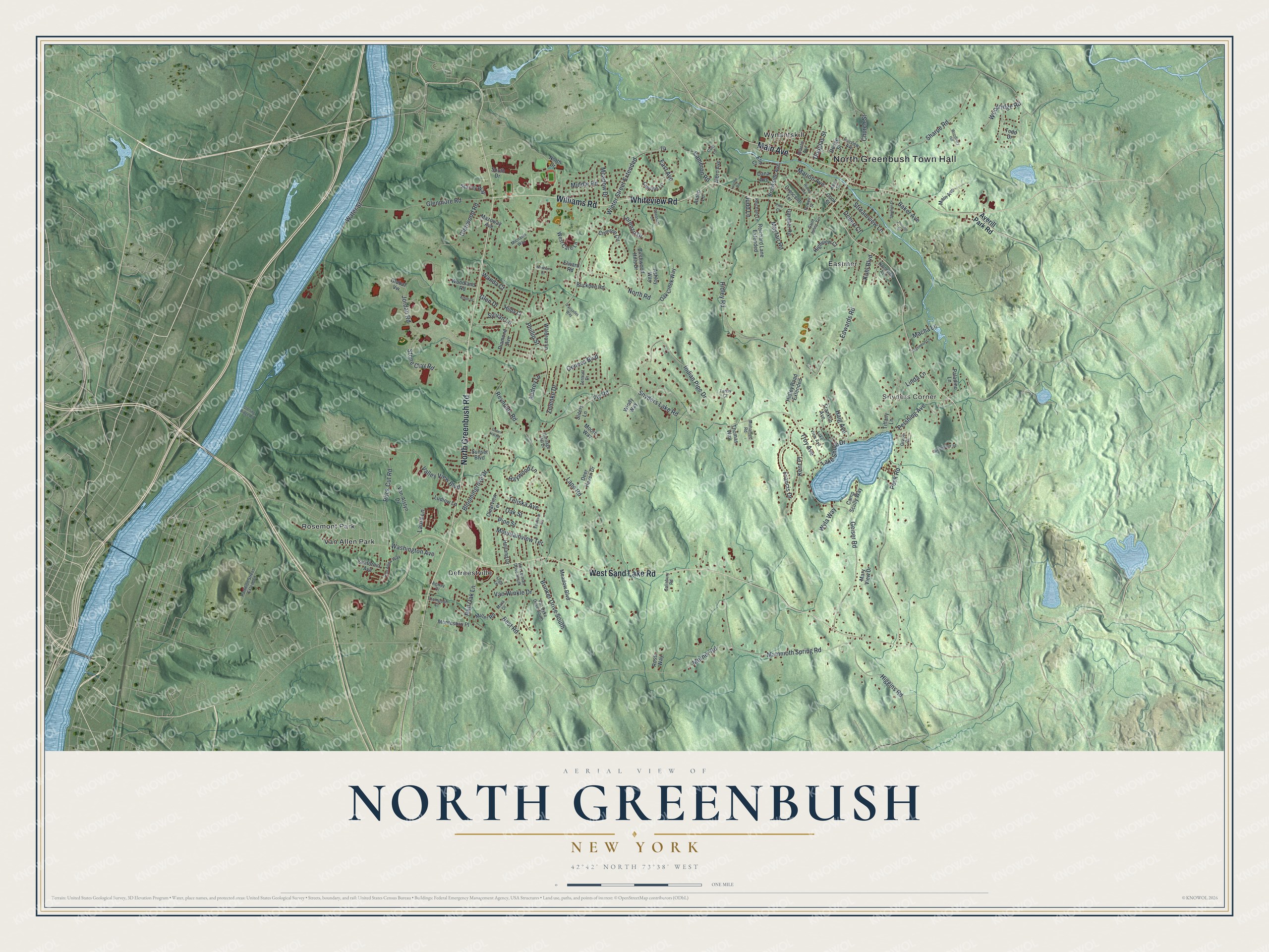 Watermarked full-map preview of North Greenbush, New York