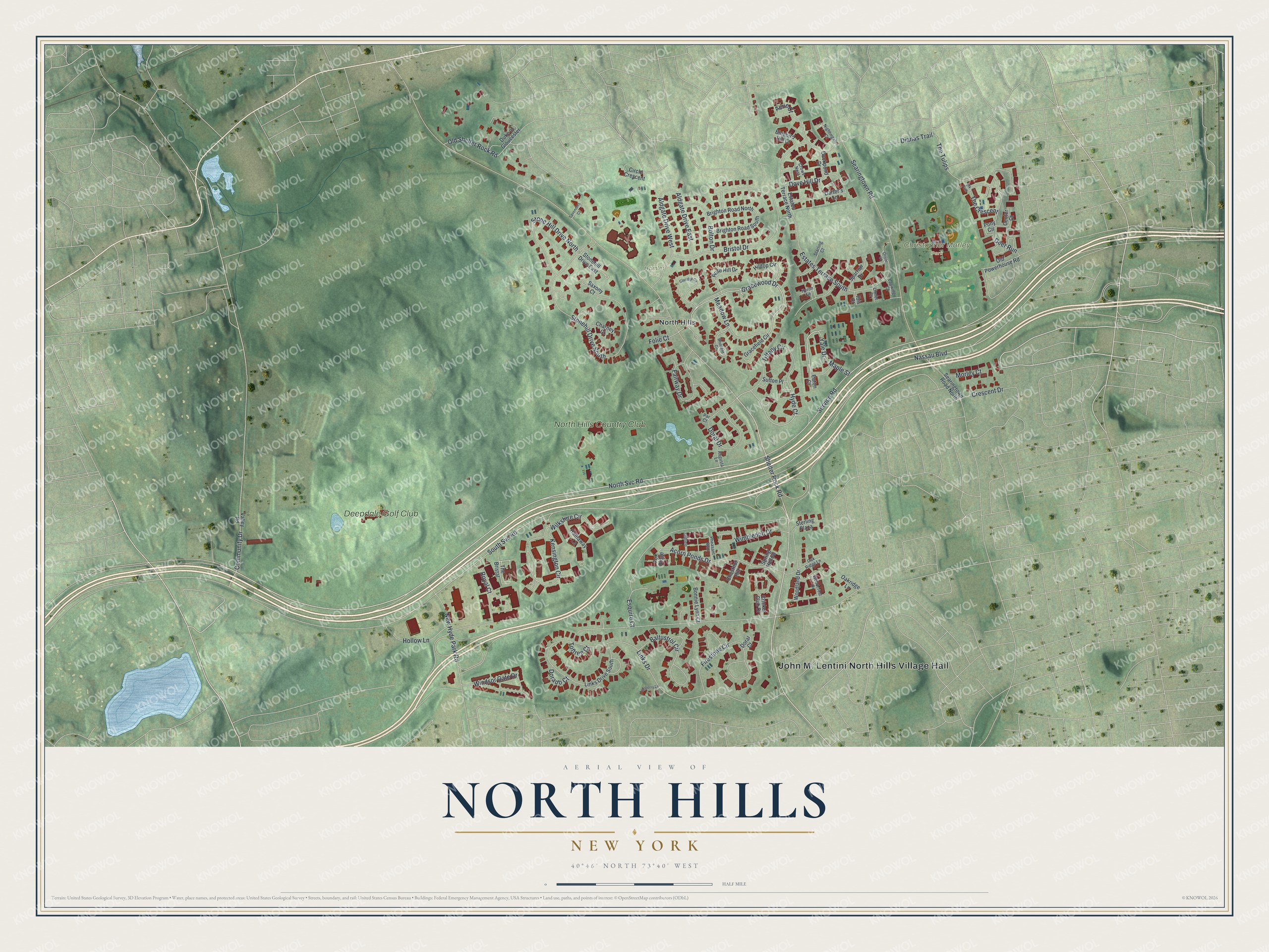 Watermarked full-map preview of North Hills, New York
