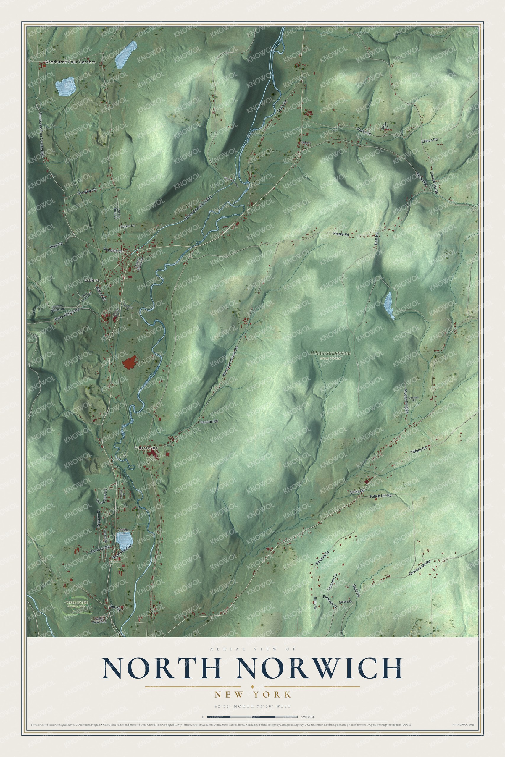 Watermarked full-map preview of North Norwich, New York