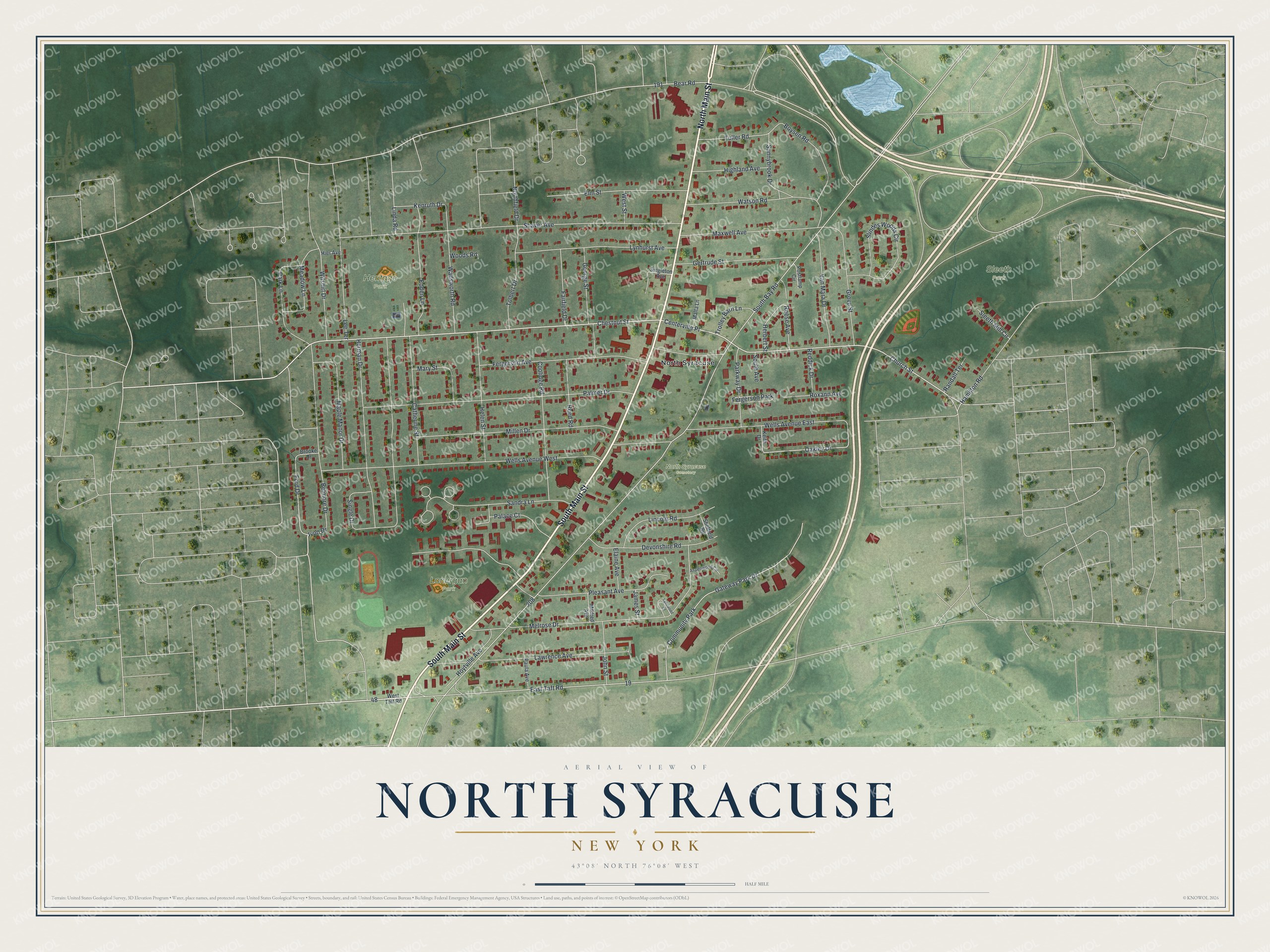 Watermarked full-map preview of North Syracuse, New York