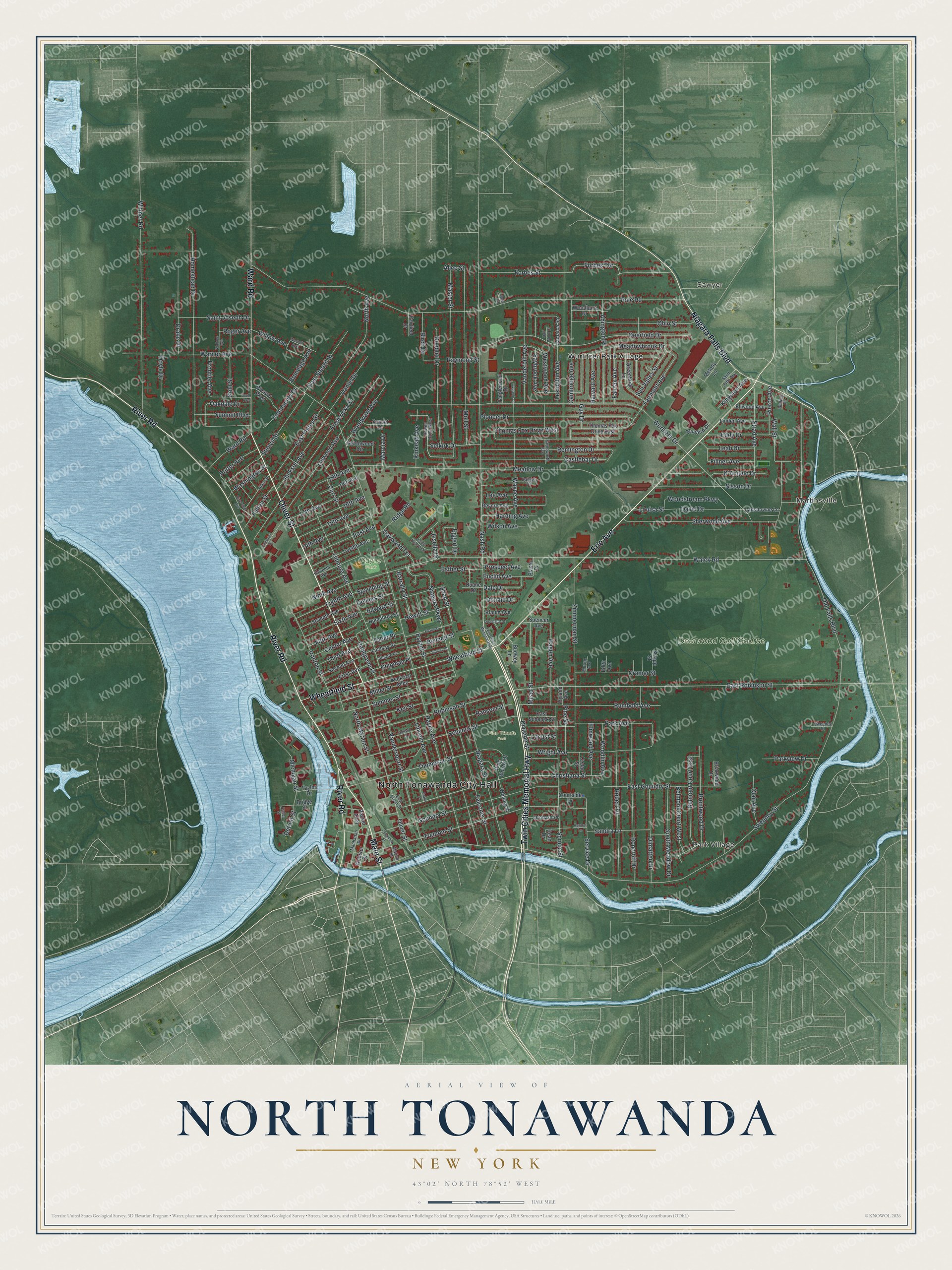 Watermarked full-map preview of North Tonawanda, New York