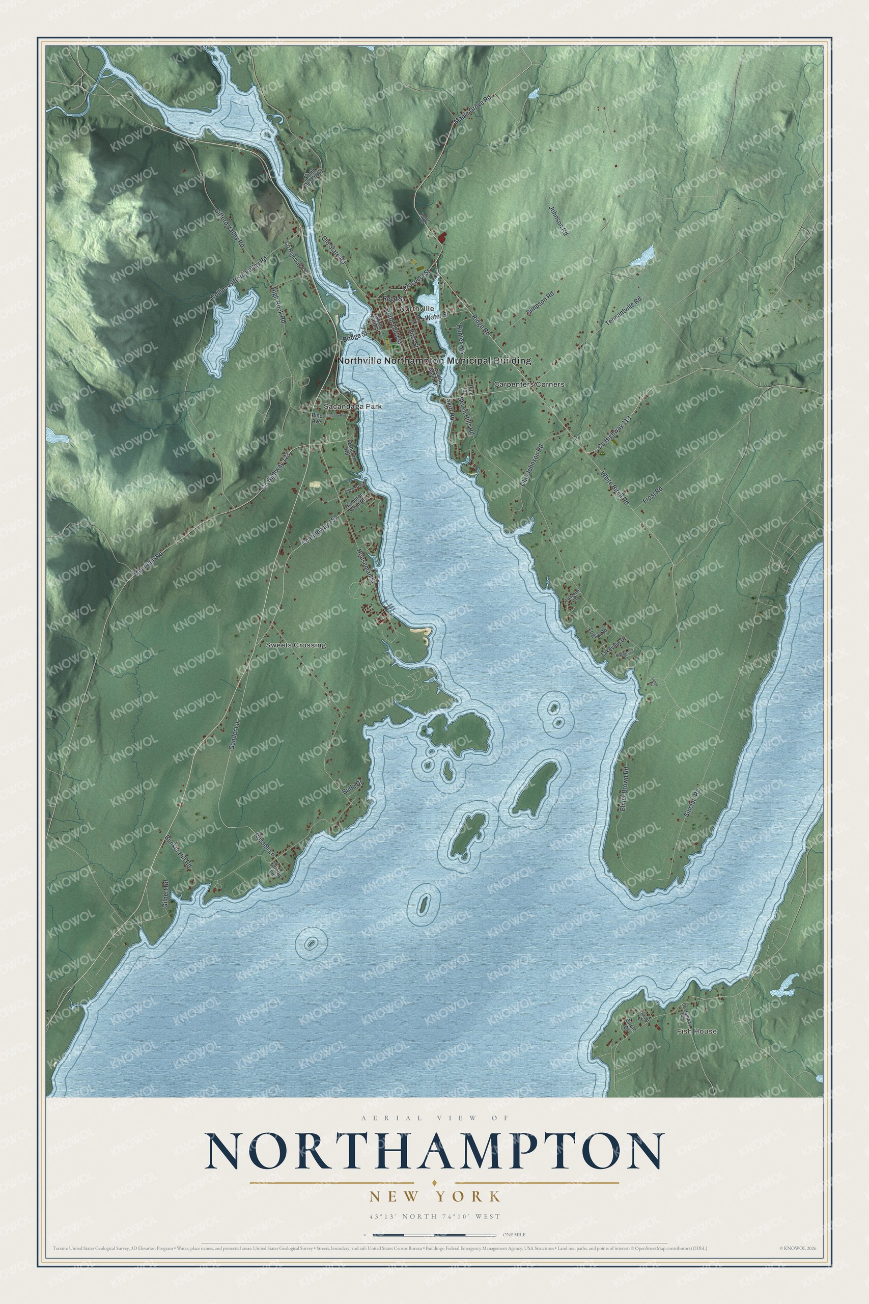 Watermarked full-map preview of Northampton, New York