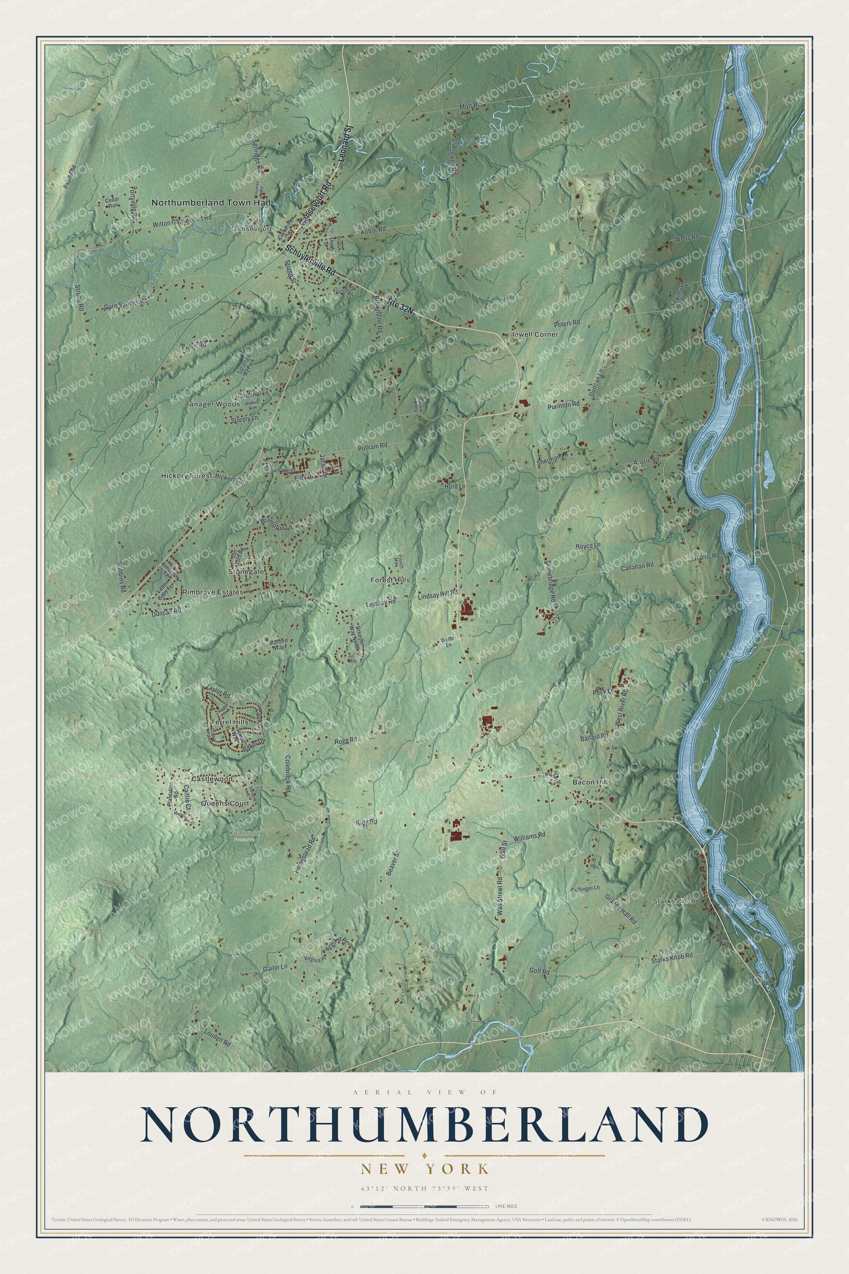 Watermarked full-map preview of Northumberland, New York