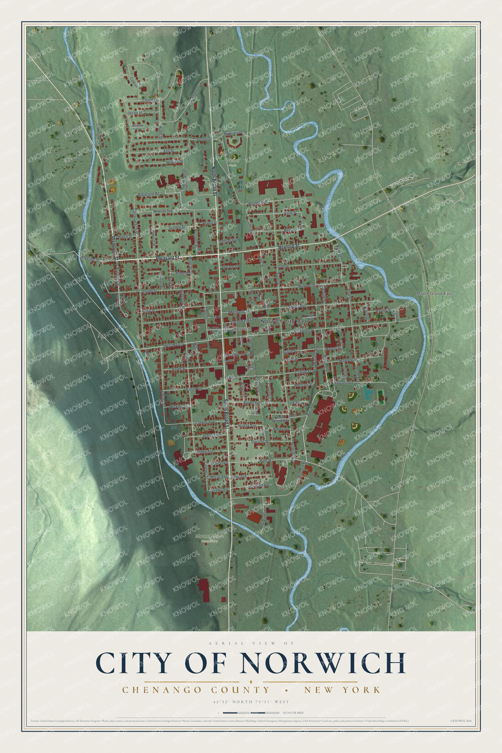 Watermarked full-map preview of Norwich, New York