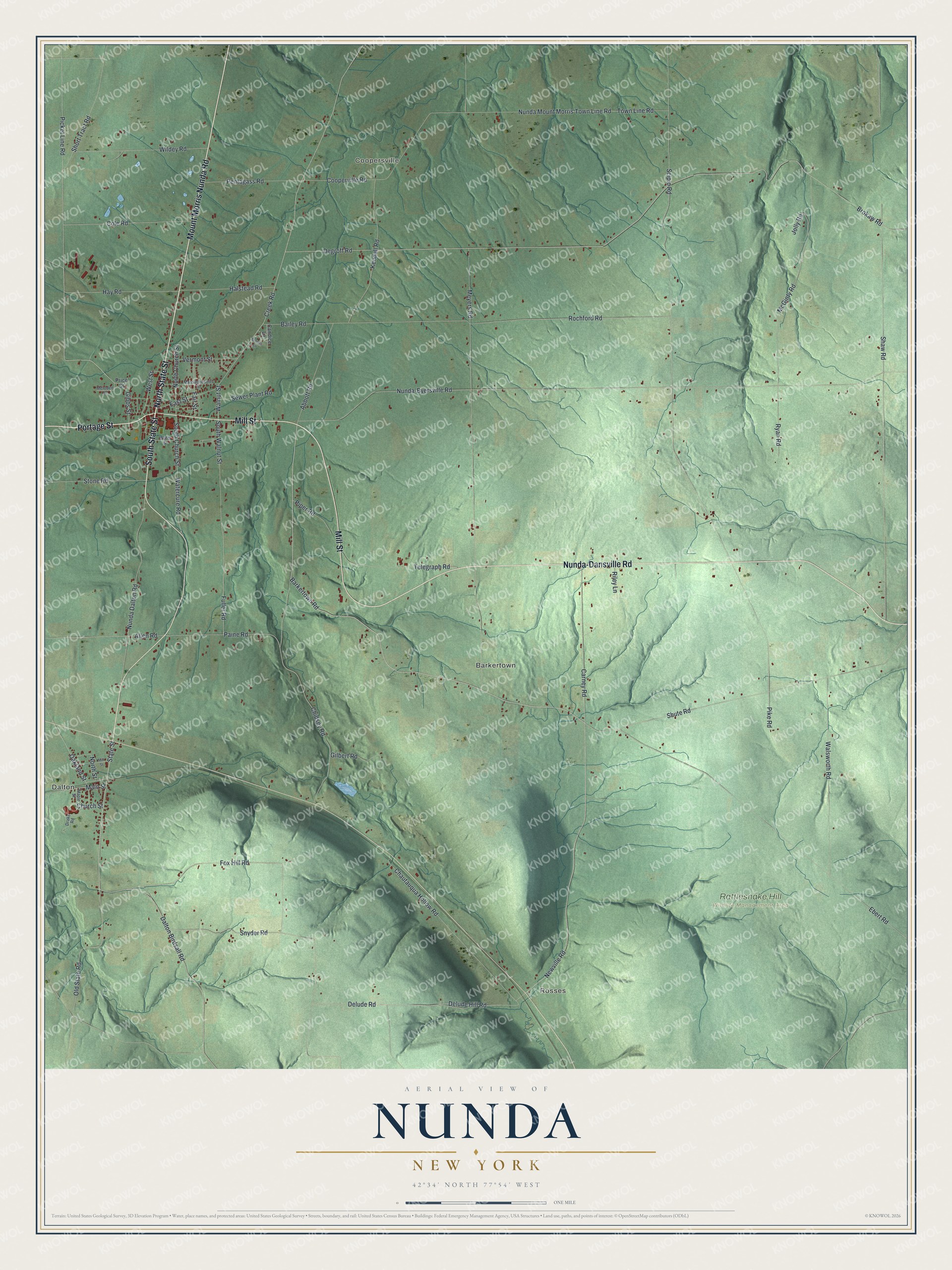 Watermarked full-map preview of Nunda, New York