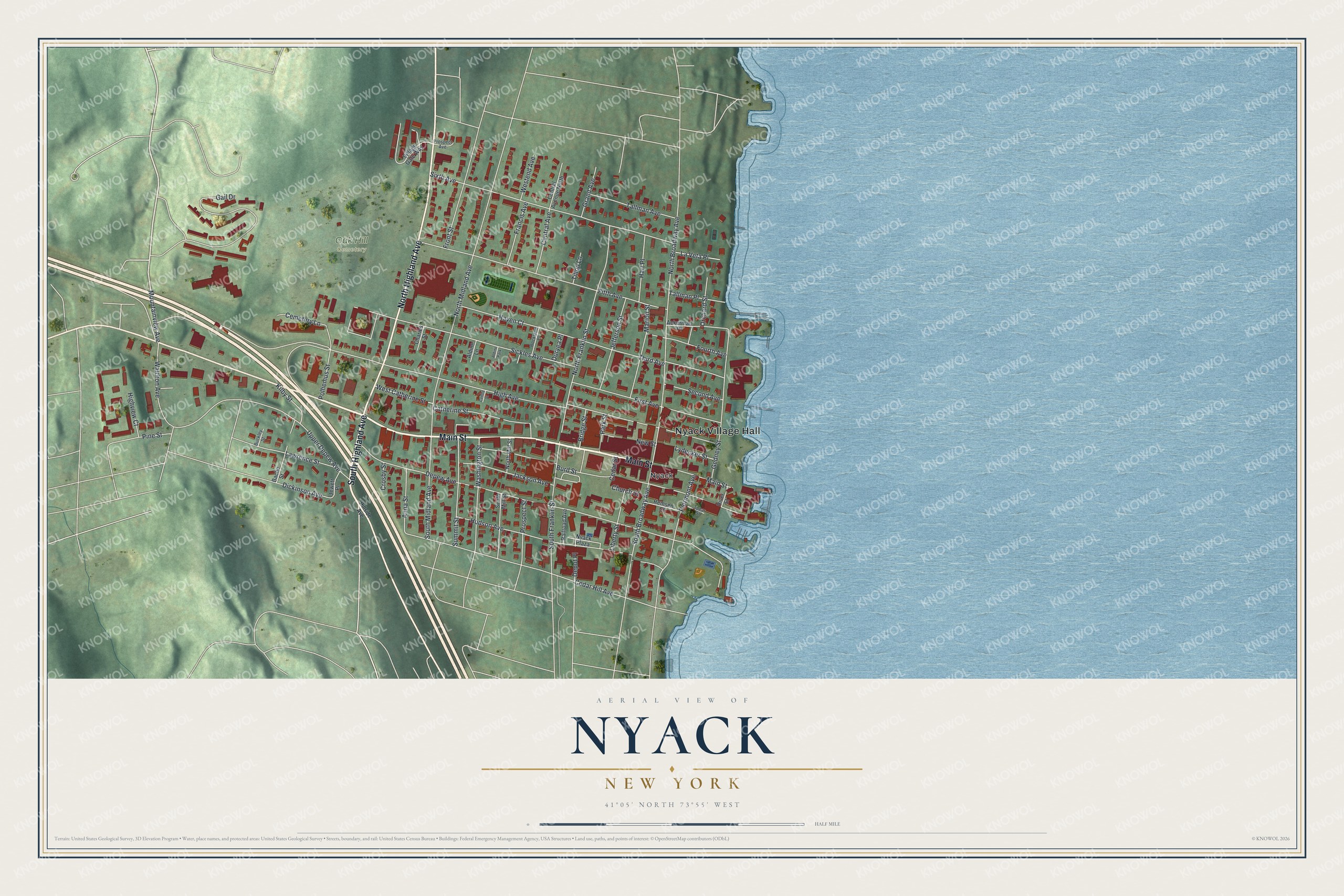 Watermarked full-map preview of Nyack, New York