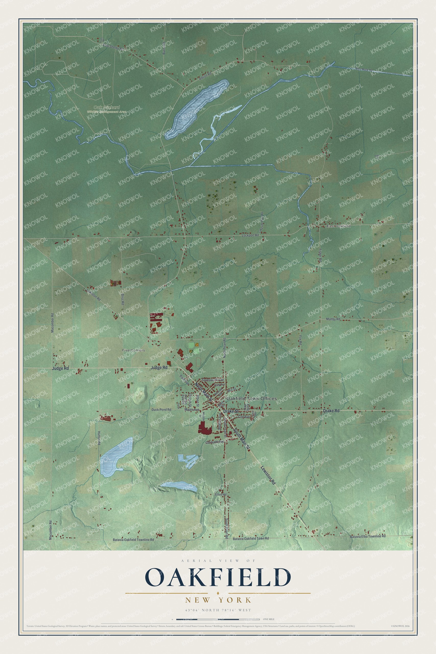 Watermarked full-map preview of Oakfield, New York