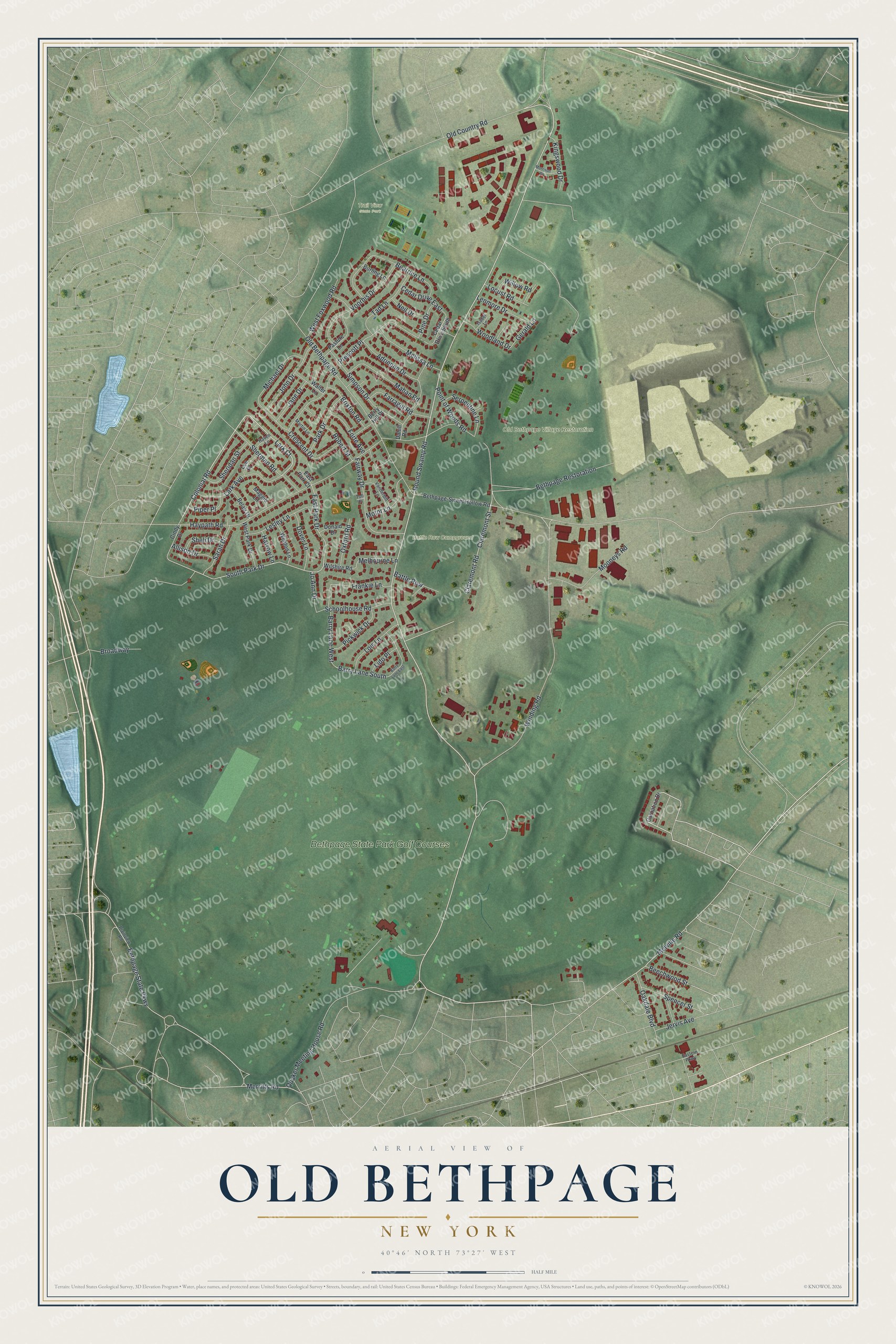 Watermarked full-map preview of Old Bethpage, New York