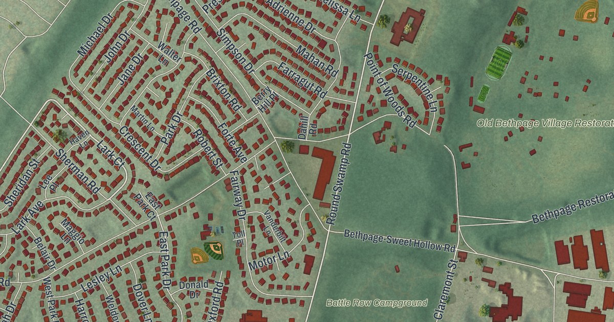 Map of Old Bethpage, New York