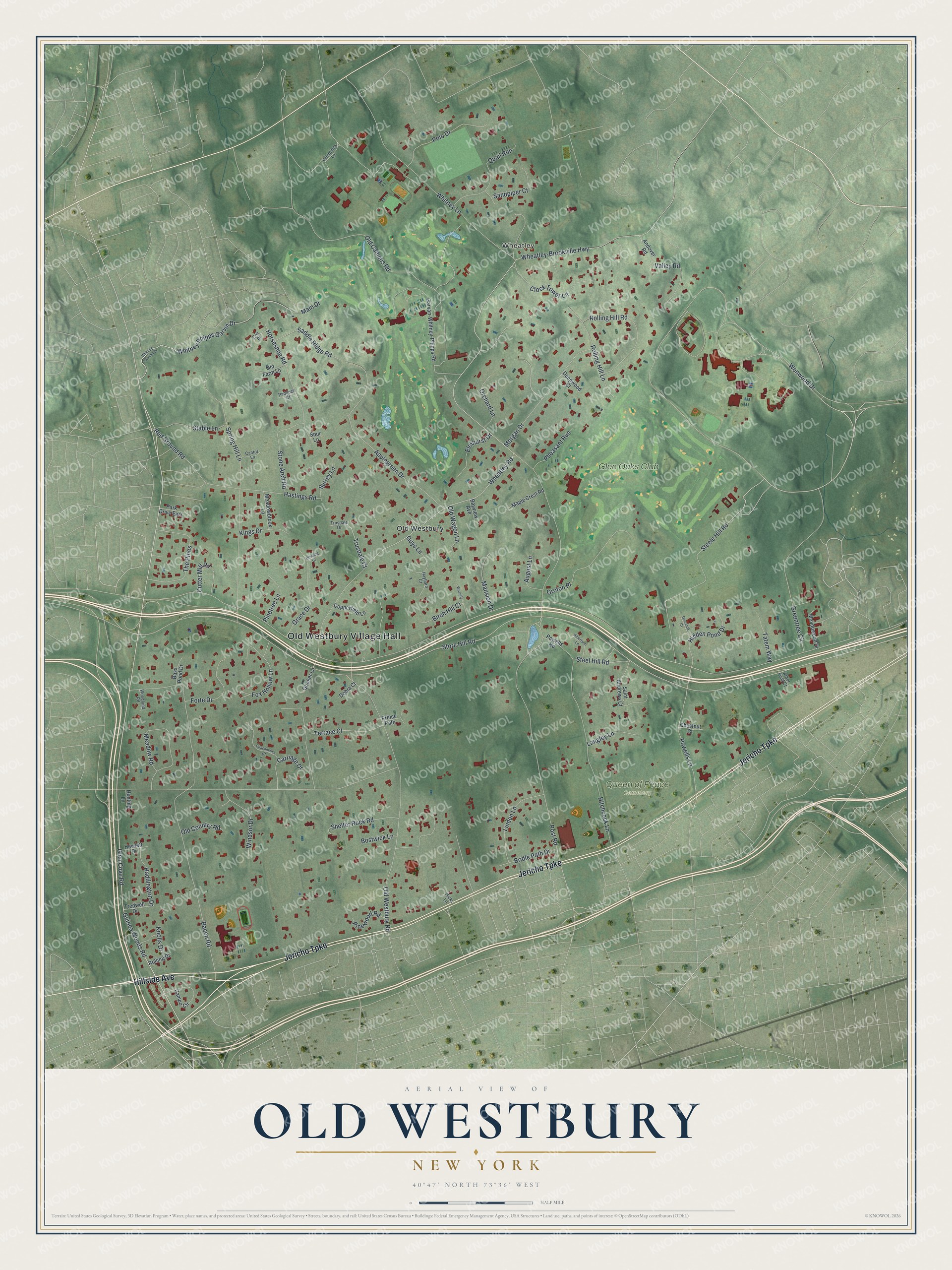 Watermarked full-map preview of Old Westbury, New York