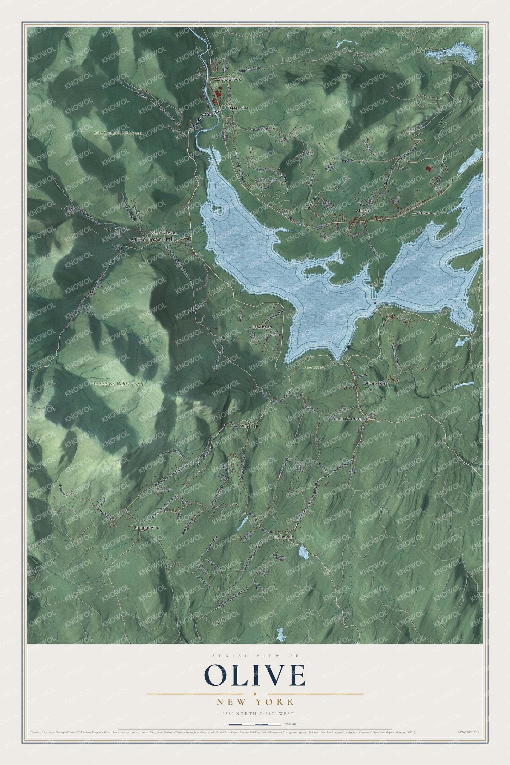 Watermarked full-map preview of Olive, New York