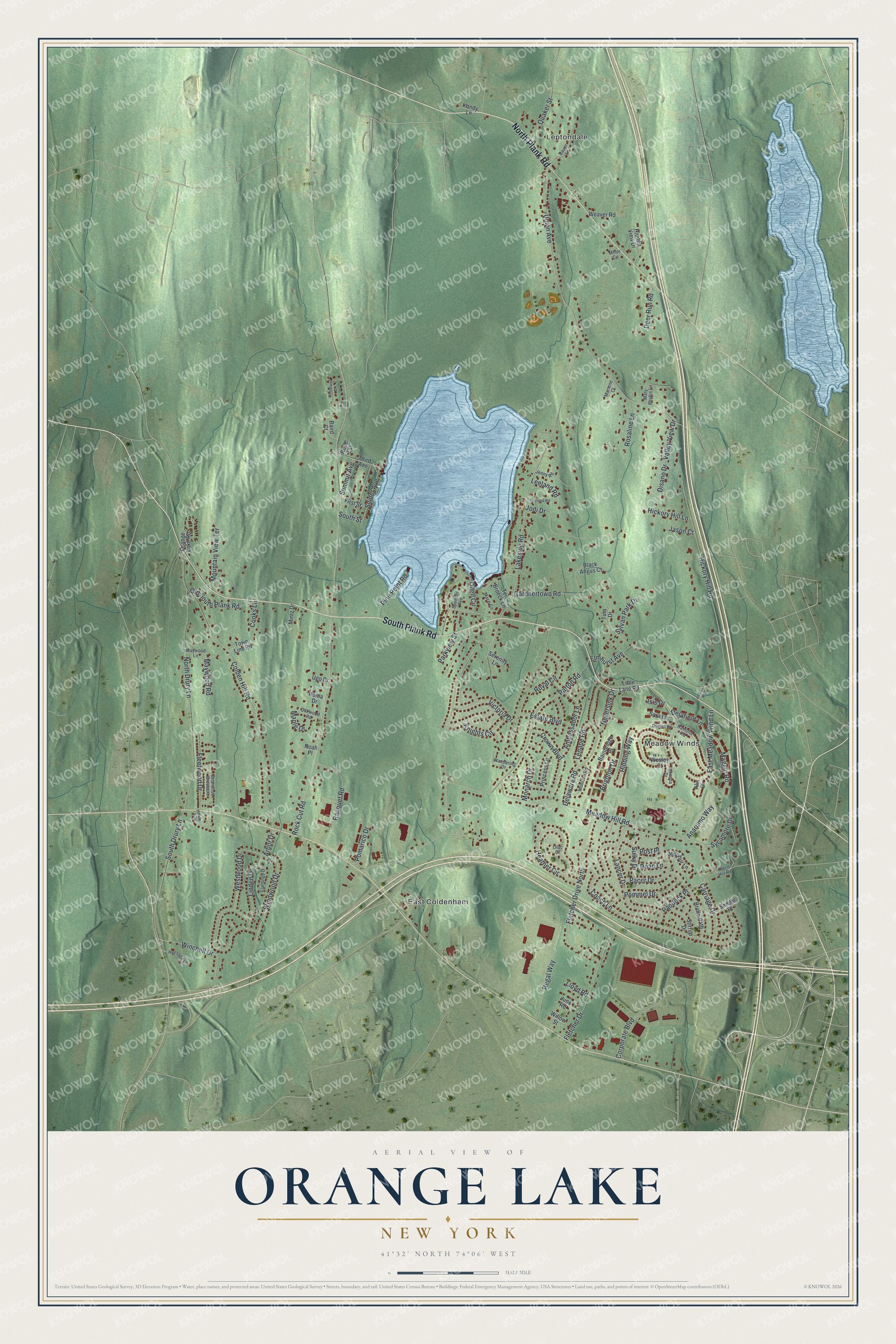 Watermarked full-map preview of Orange Lake, New York