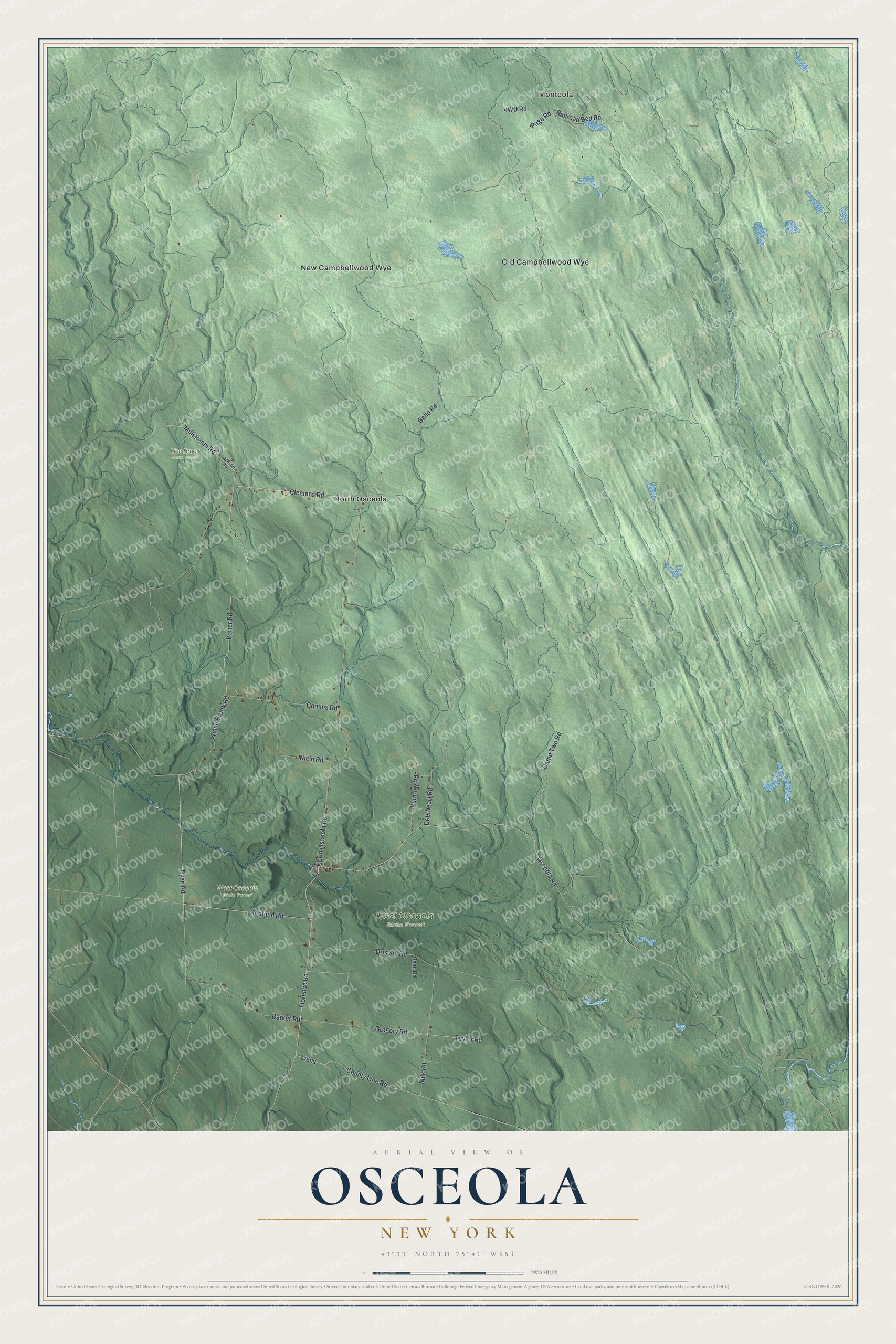 Watermarked full-map preview of Osceola, New York