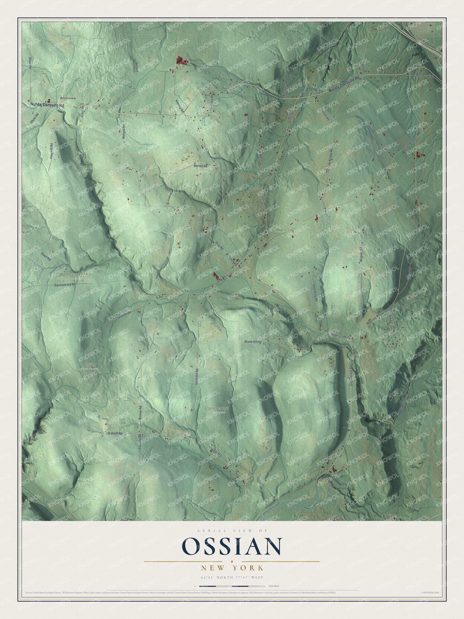 Watermarked full-map preview of Ossian, New York