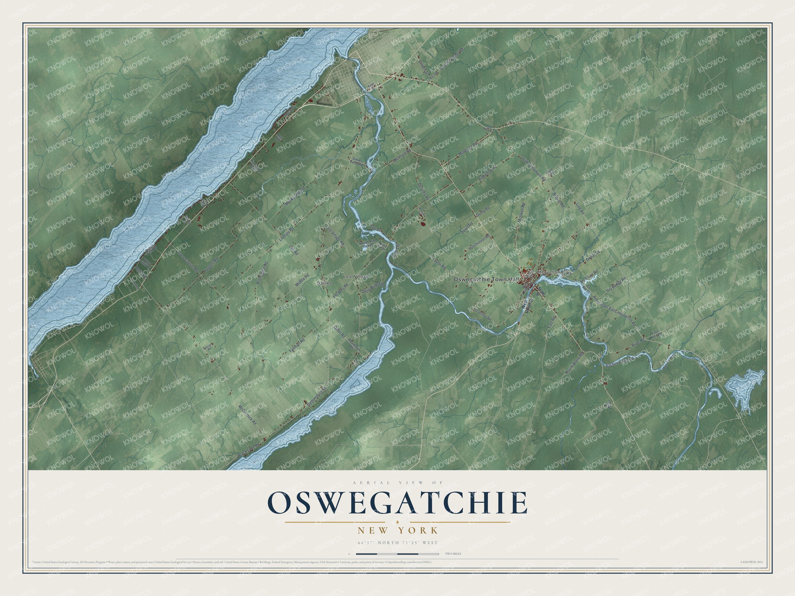 Watermarked full-map preview of Oswegatchie, New York