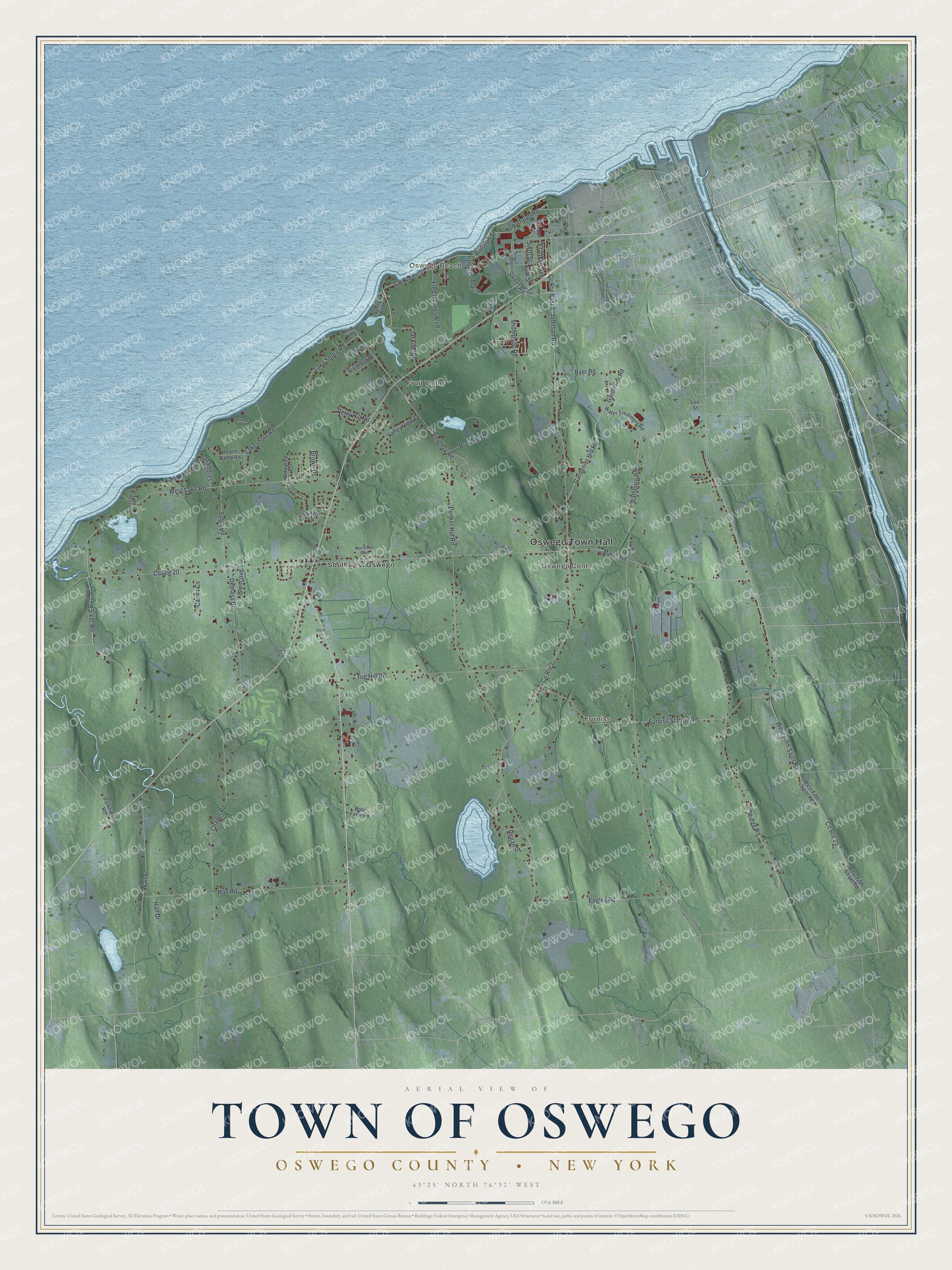Watermarked full-map preview of Oswego, New York