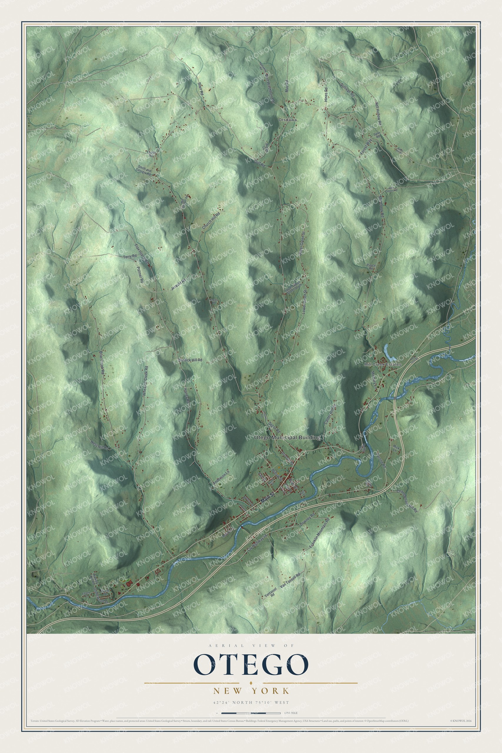 Watermarked full-map preview of Otego, New York