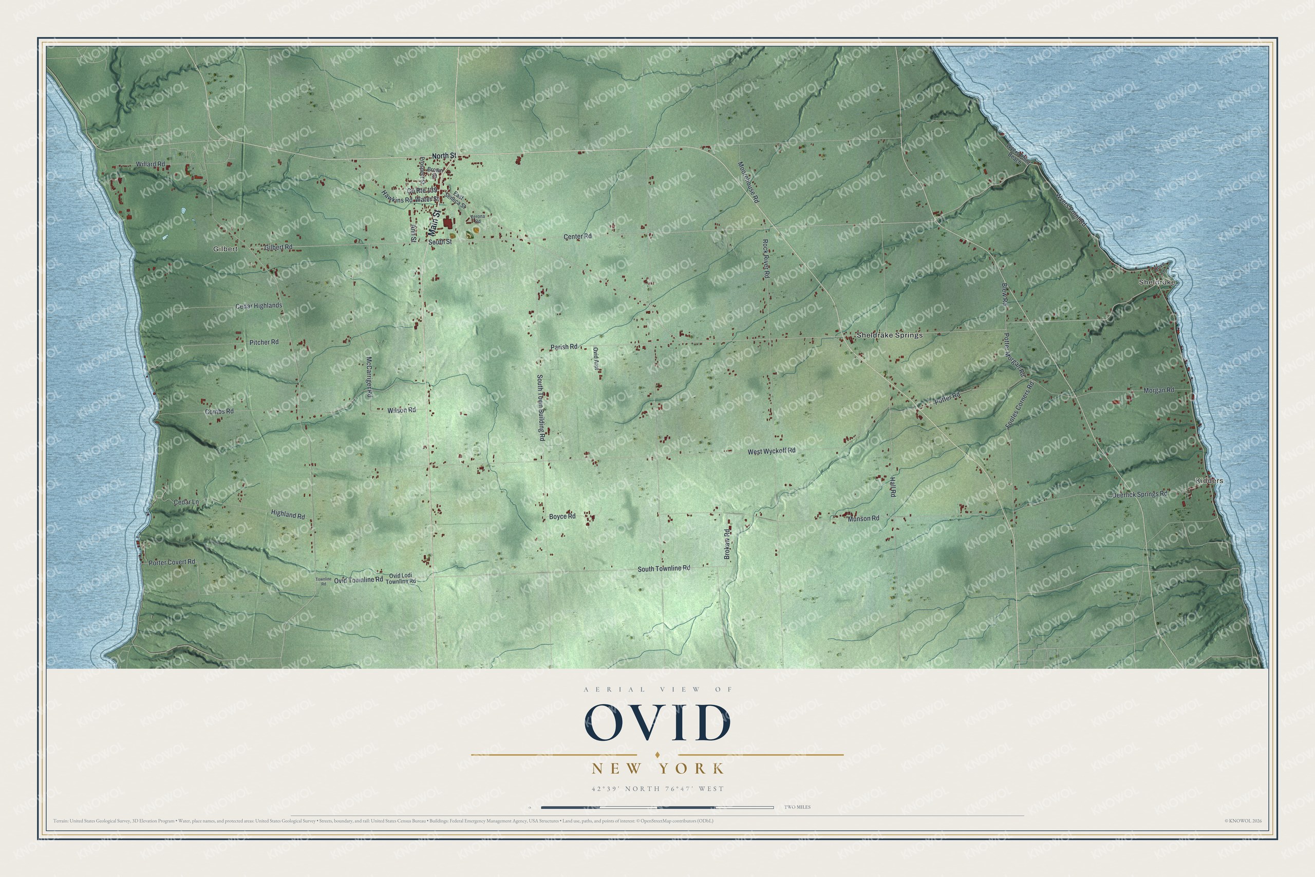 Watermarked full-map preview of Ovid, New York