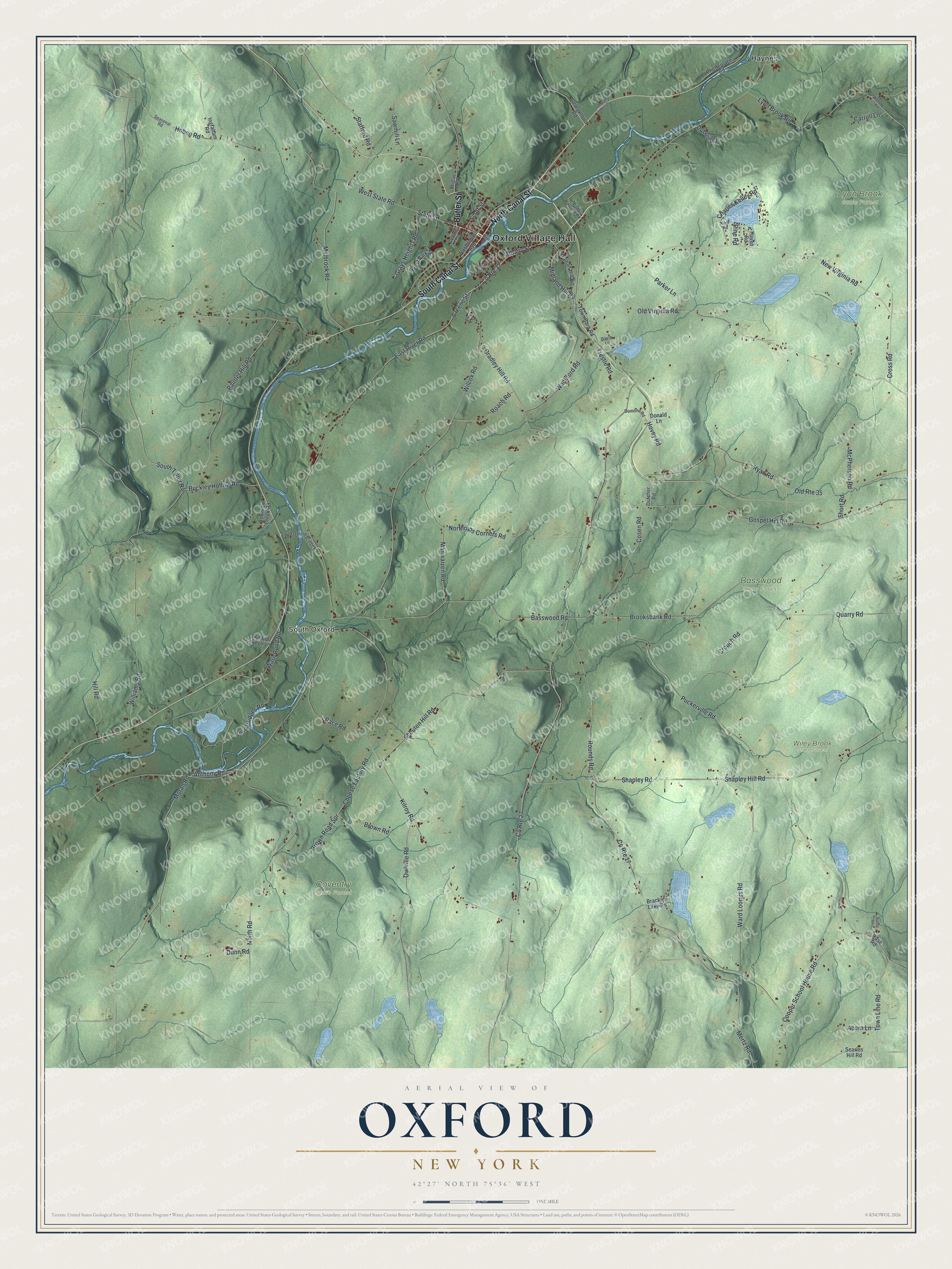Watermarked full-map preview of Oxford, New York