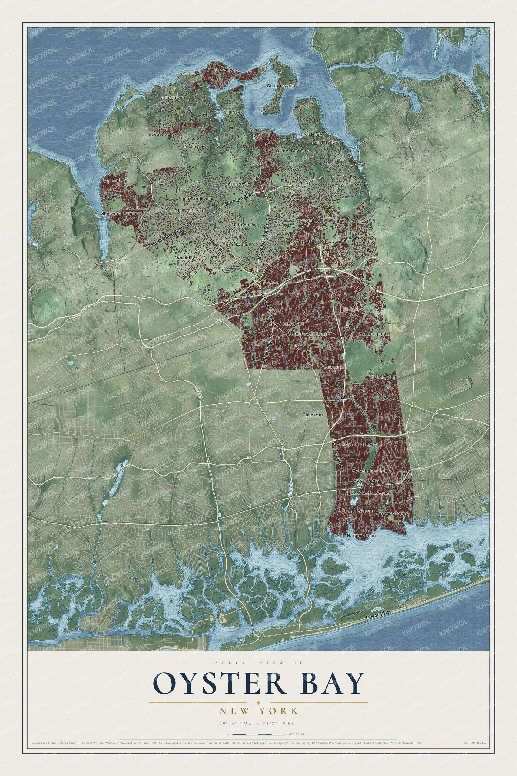 Watermarked full-map preview of Oyster Bay, New York