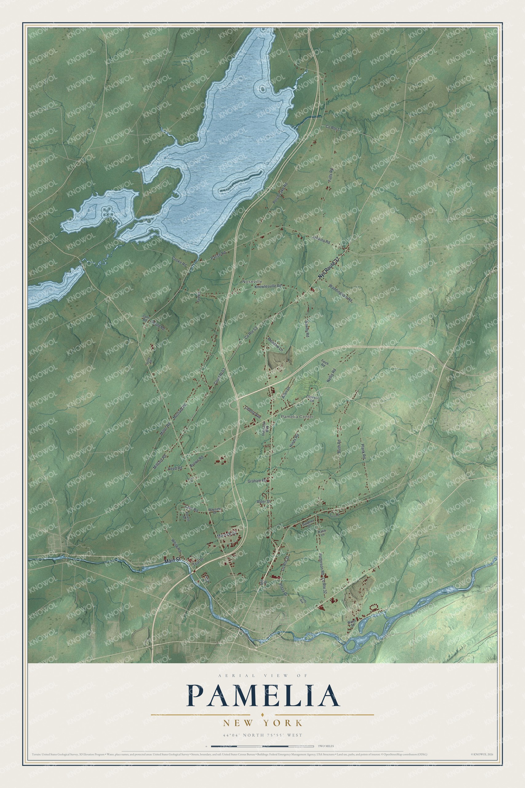 Watermarked full-map preview of Pamelia, New York