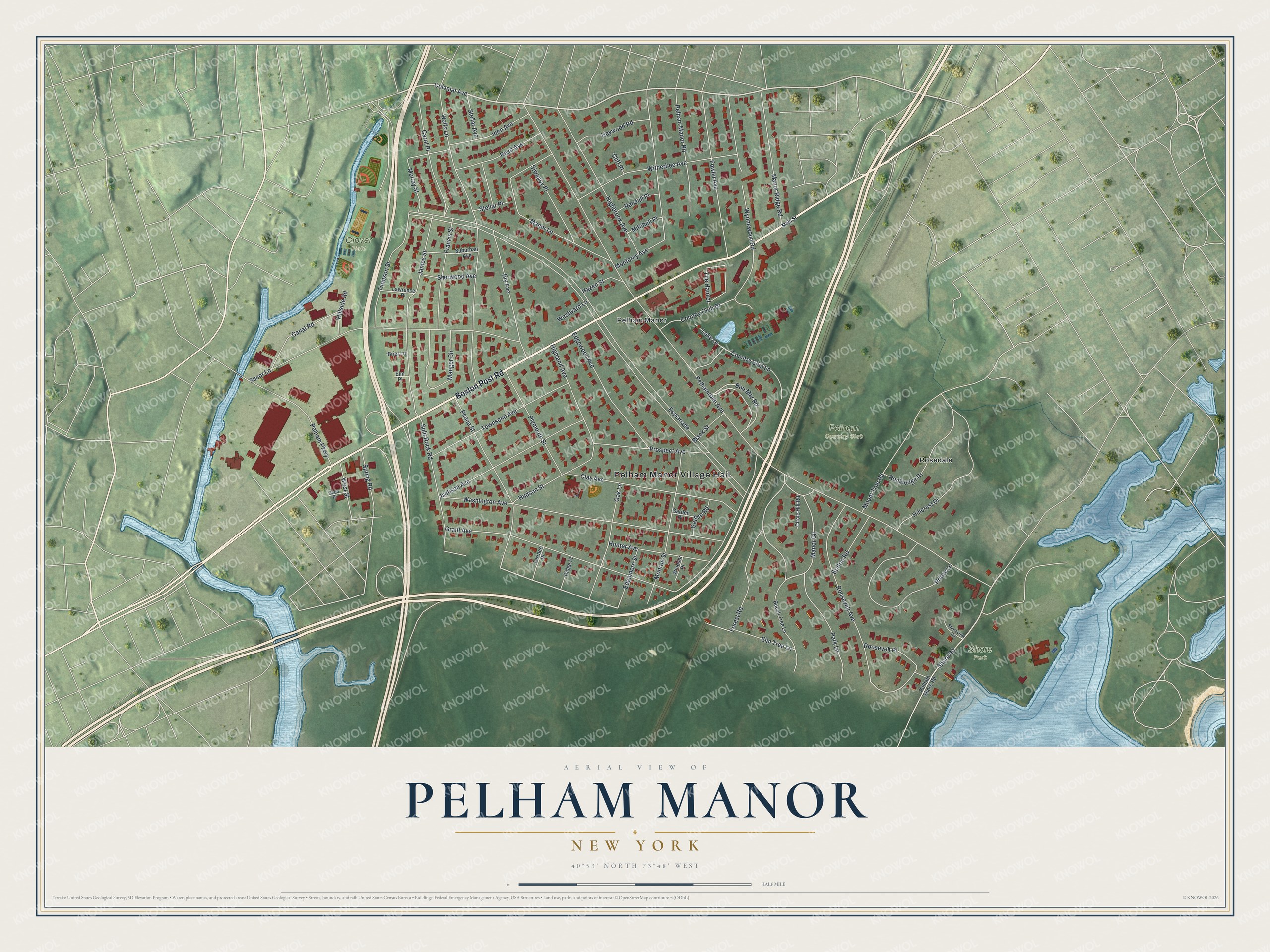 Watermarked full-map preview of Pelham Manor, New York
