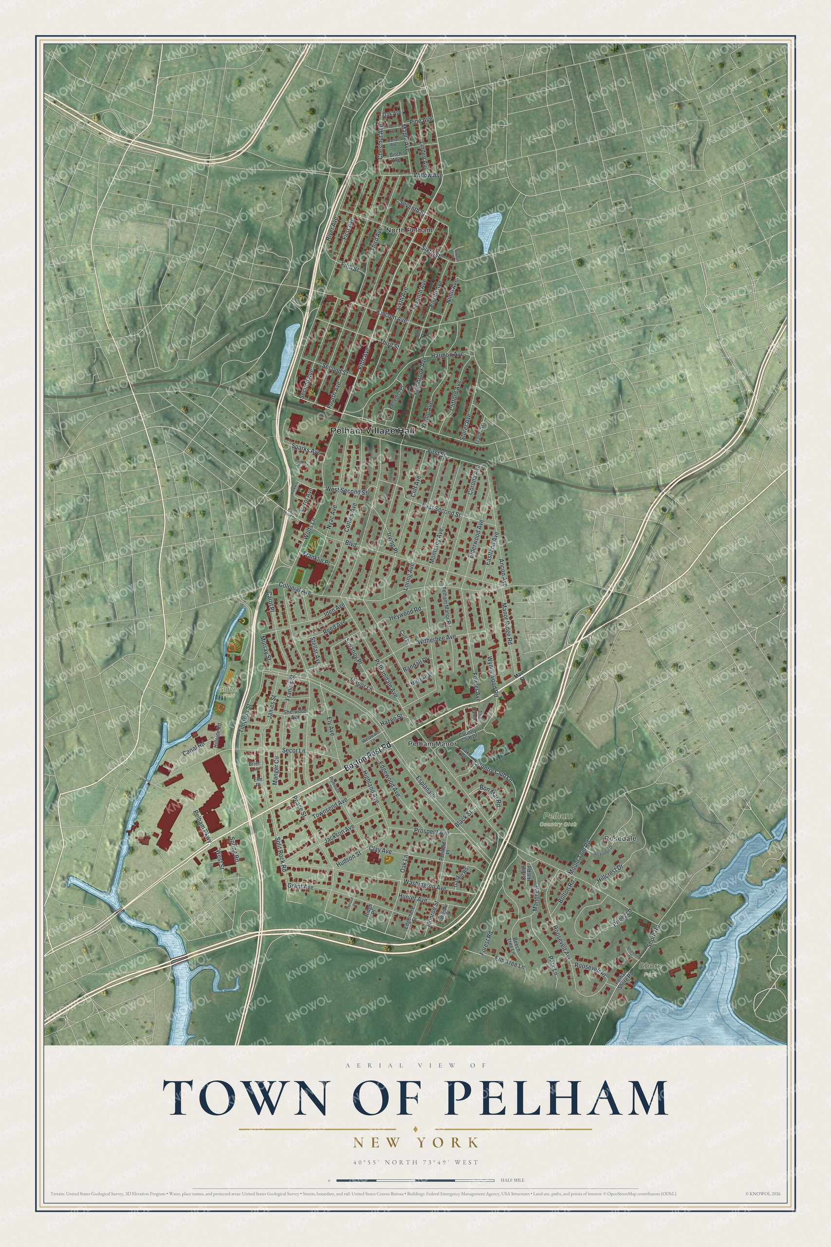 Watermarked full-map preview of Pelham, New York