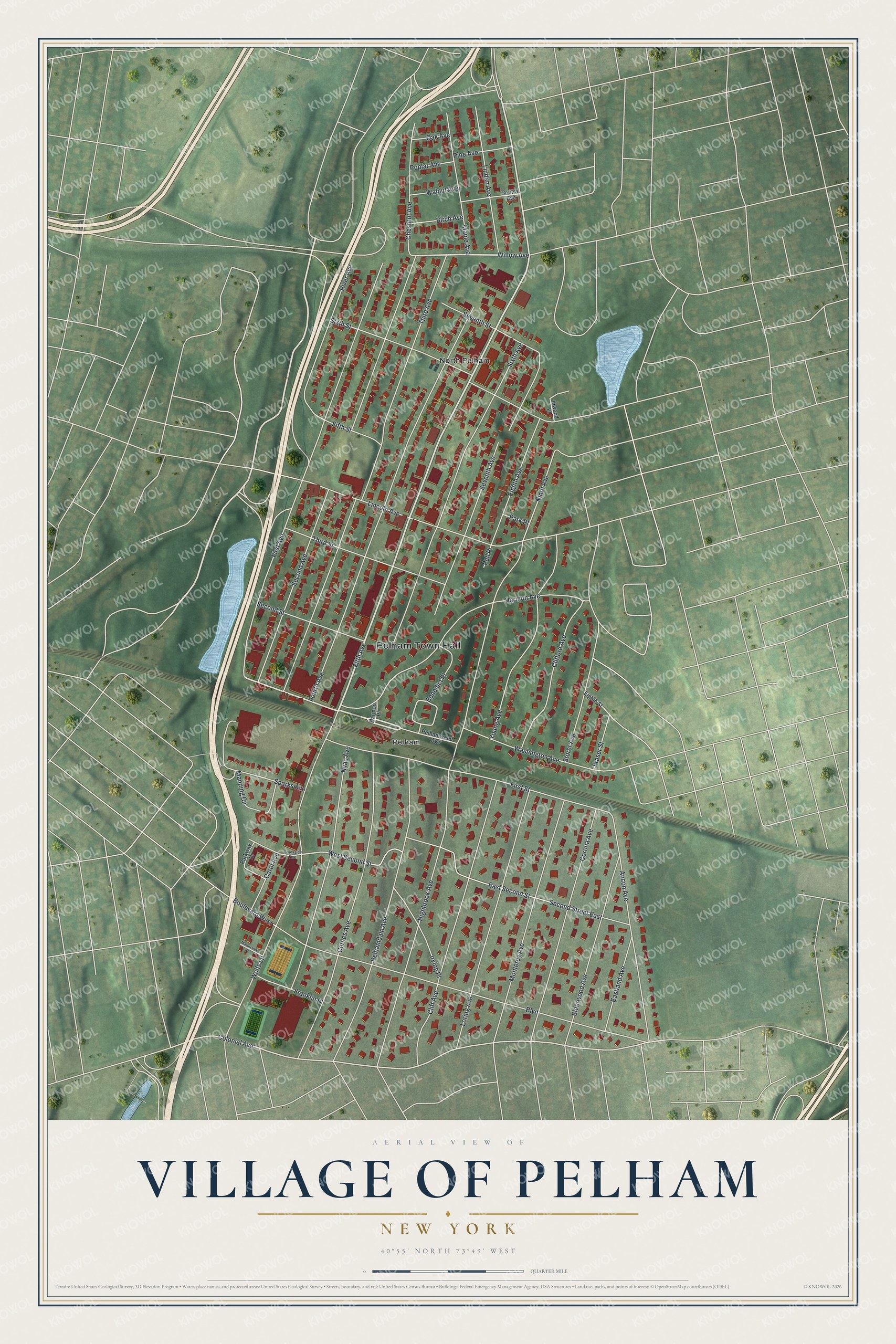Watermarked full-map preview of Pelham, New York