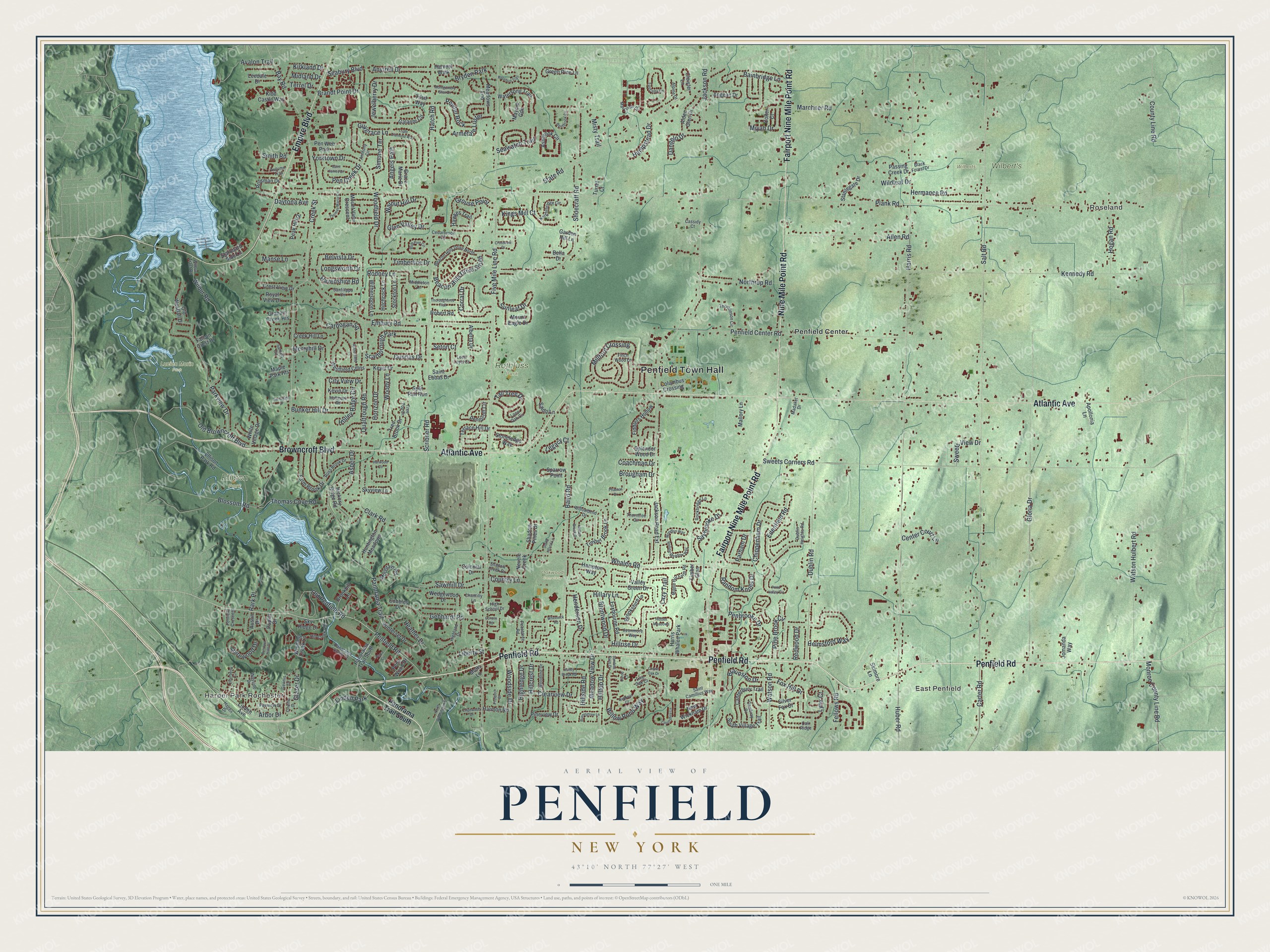 Watermarked full-map preview of Penfield, New York