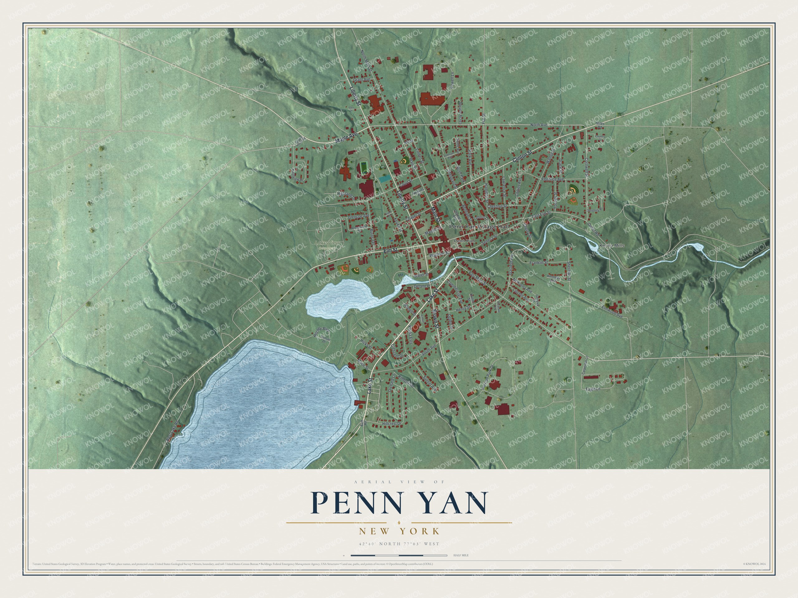 Watermarked full-map preview of Penn Yan, New York