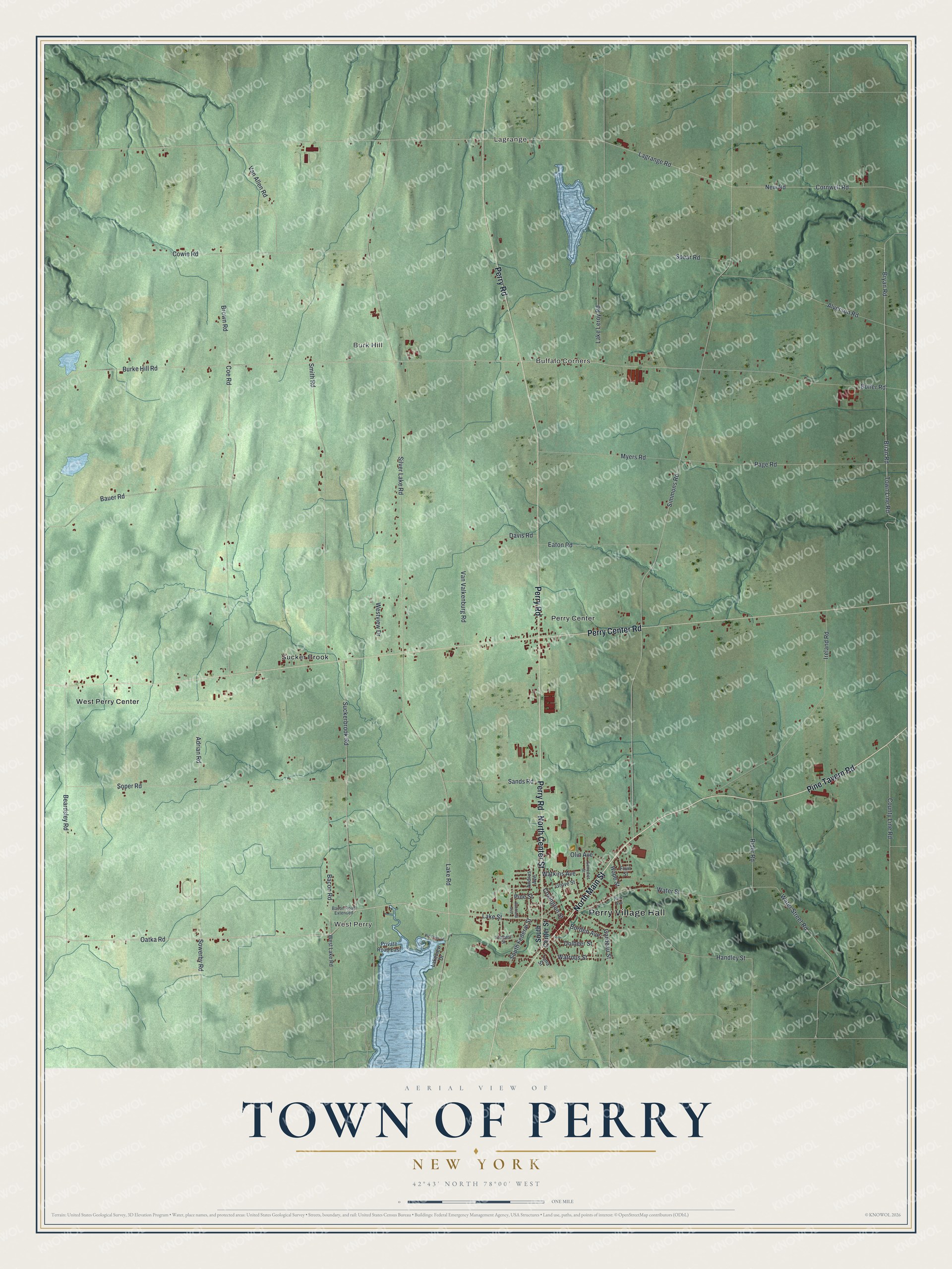 Watermarked full-map preview of Perry, New York