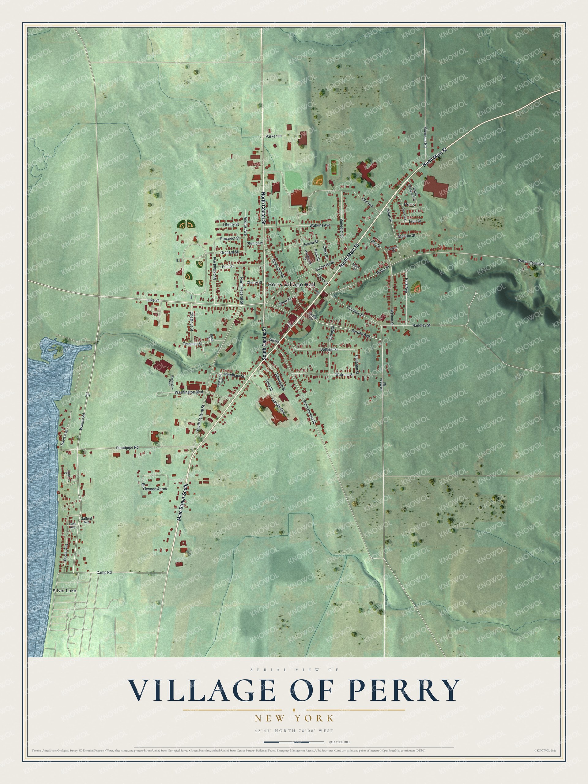 Watermarked full-map preview of Perry, New York