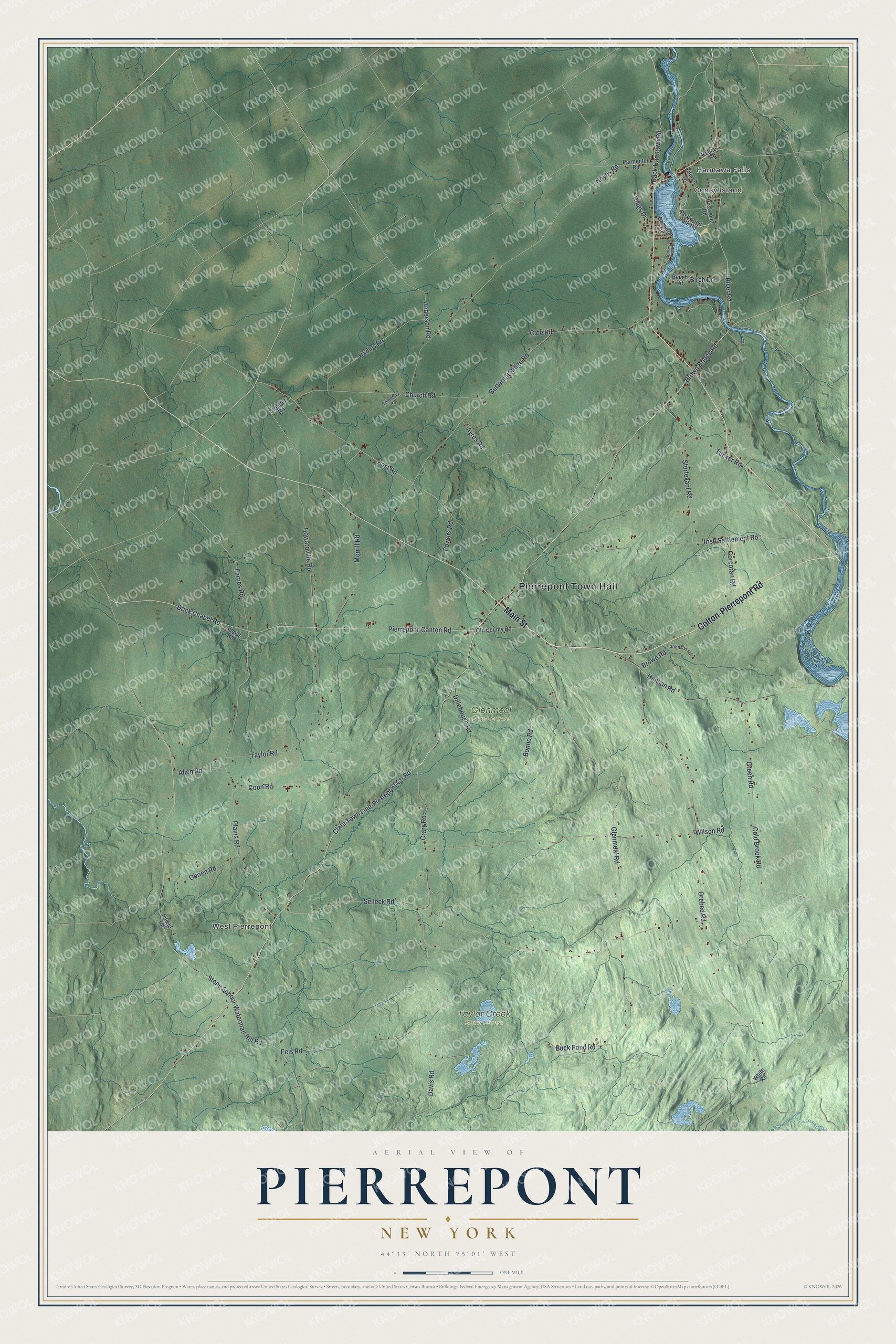 Watermarked full-map preview of Pierrepont, New York