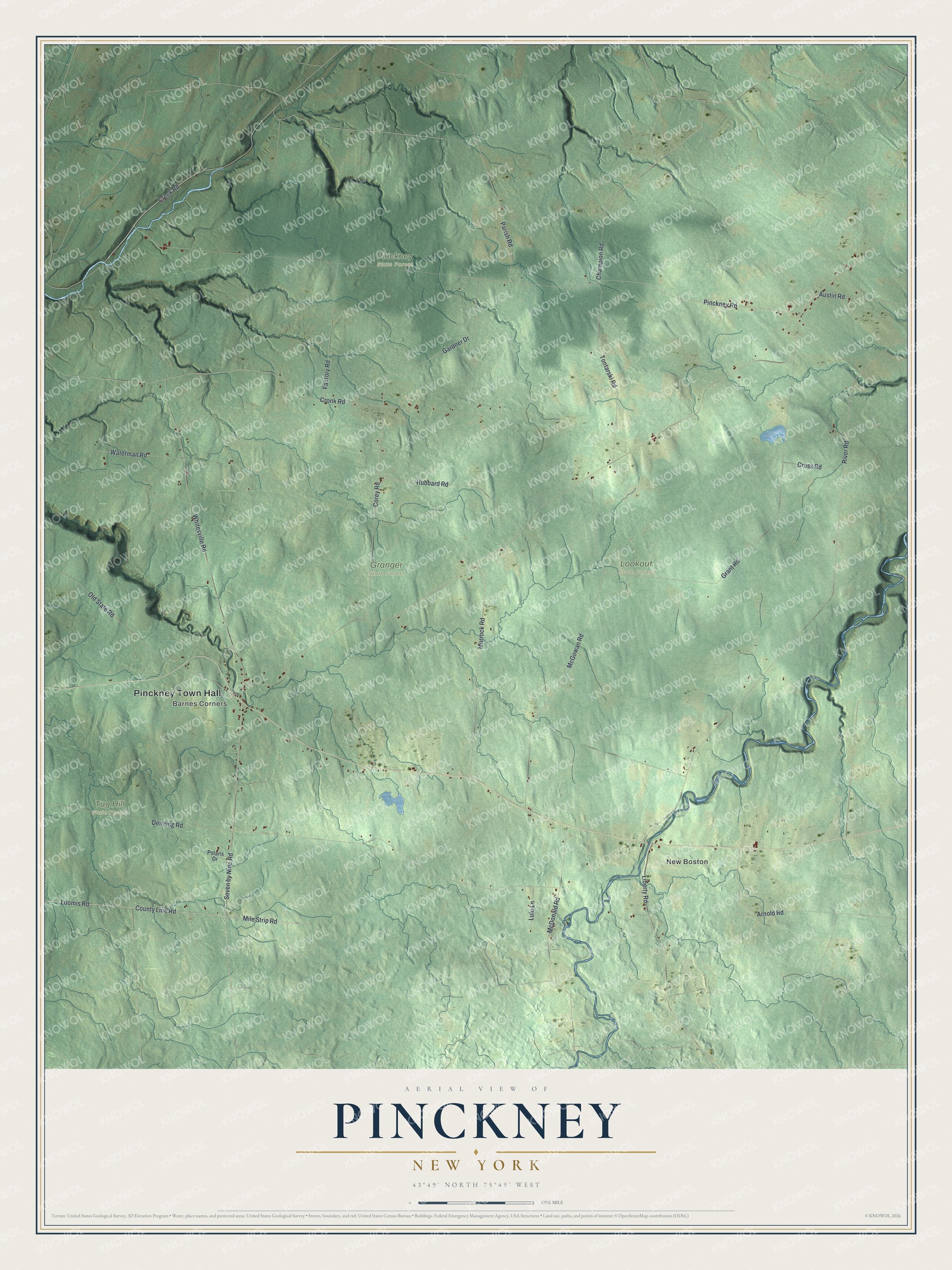 Watermarked full-map preview of Pinckney, New York